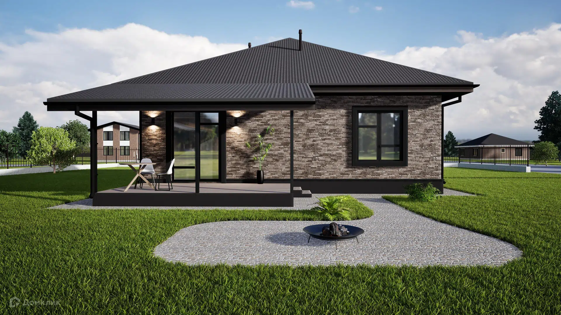 Проект дома «Комфорт Т1» компании «Наша Маша»(ИП Каткова А.В.) из материала Газобетонные блоки площадью 105.4м² под ключ за 6200000₽ в Донецке | 1 этаж, 3 спальни, 2 санузла – Домклик