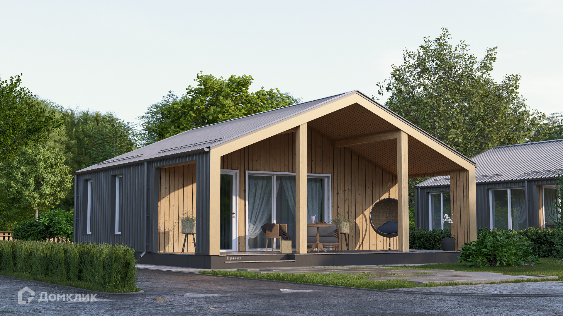 Проект дома «СВОЙ Лайт 003» компании СВОЙ из материала Каркасный дом площадью 58м² под ключ за 2887390₽ в Луганске | 1 этаж, 2 спальни, 1 санузел – Домклик