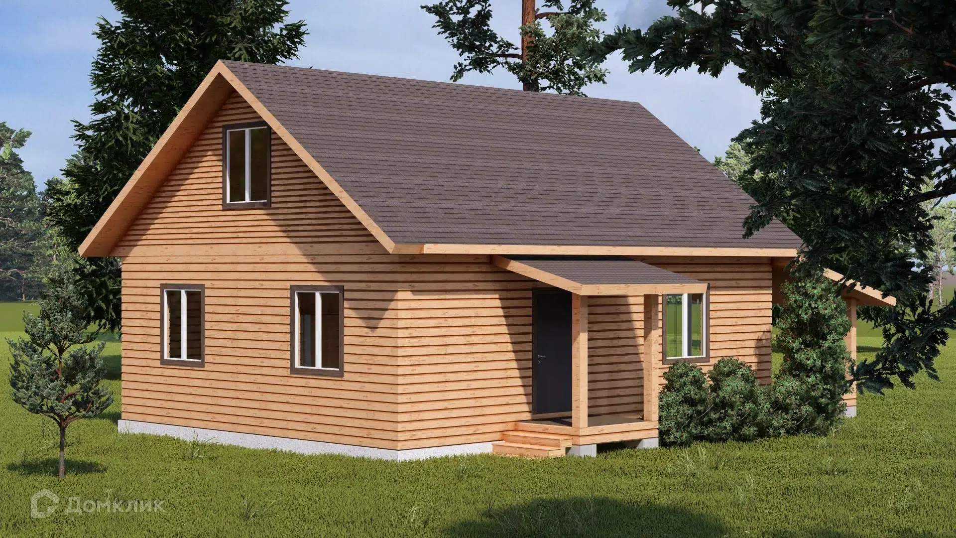 Проект дома «Брусовой дом с террасой и крыльцом ТА-129» компании Построй Свой Дом_ИП из материала Профилированный брус площадью 129м² под ключ за 8260325₽ в Донецке | 2 этажа, 3 спальни, 1 санузел – Домклик