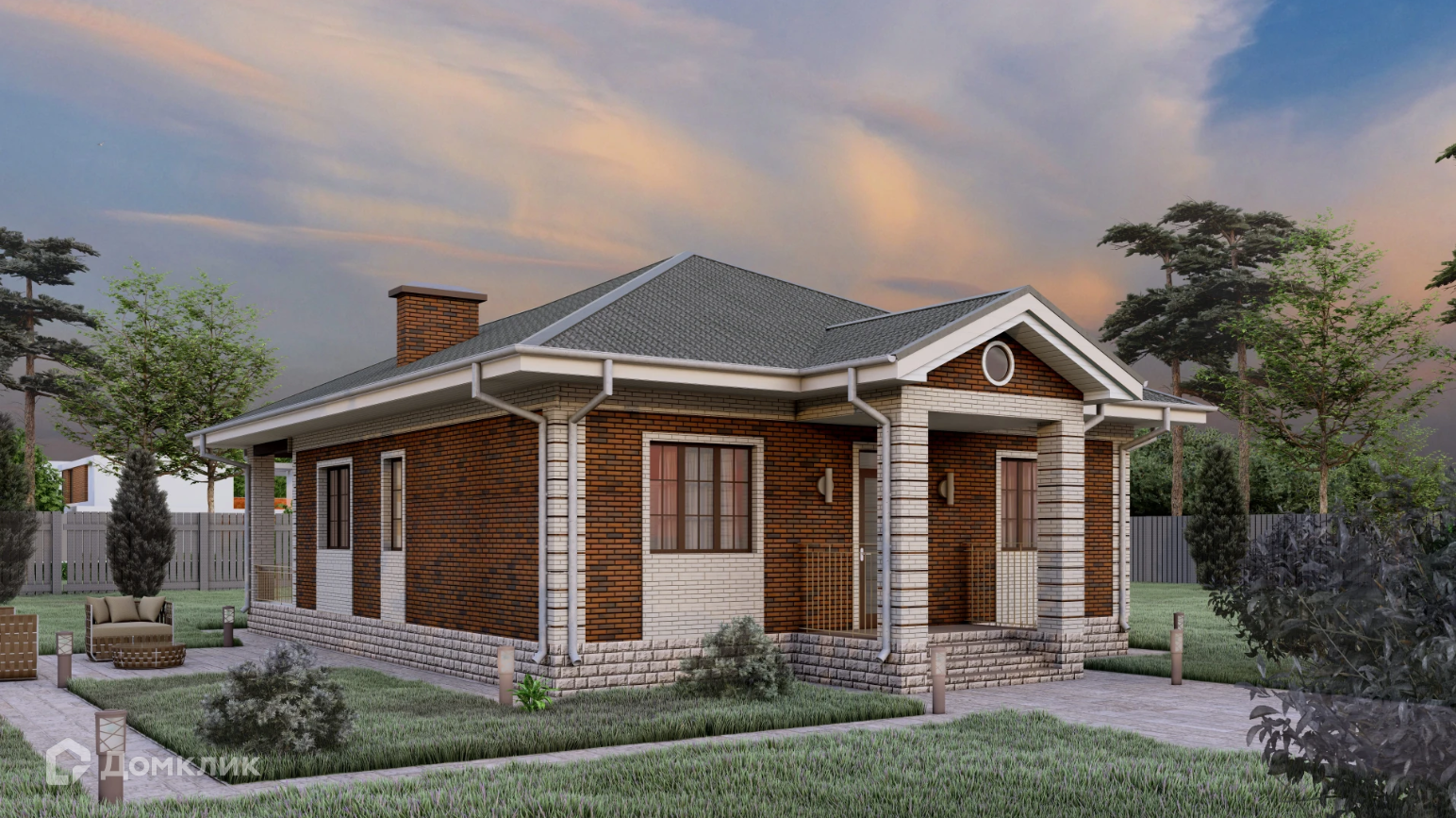 Проект дома «Букетный» компании Сапфир из материала Газобетонные блоки площадью 78м² под ключ за 7425000₽ в Донецке | 1 этаж, 3 спальни, 2 санузла – Домклик