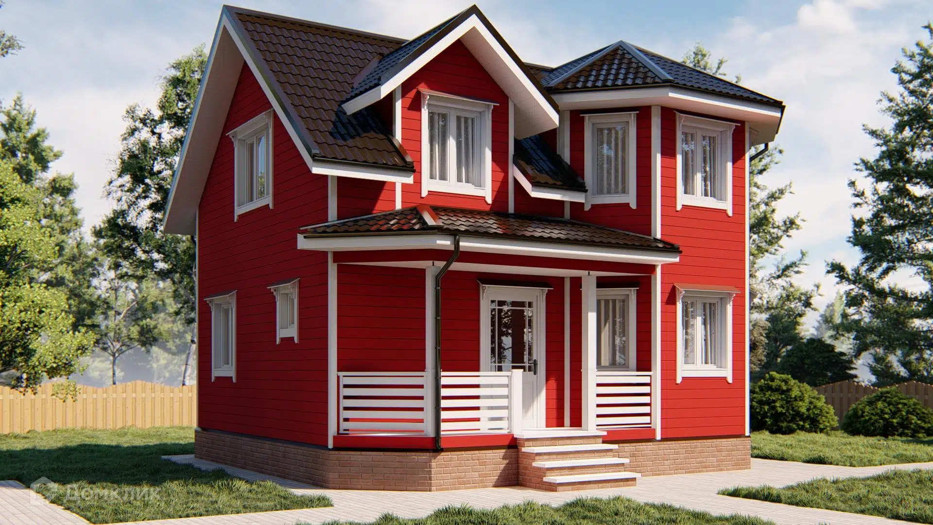 Проект дома «Каркасный дом 7х8 К-73» компании СК «Домовёнок» из материала Каркасный дом площадью 91м² под ключ за 3340000₽ в Луганске | 2 этажа, 4 спальни, 1 санузел – Домклик