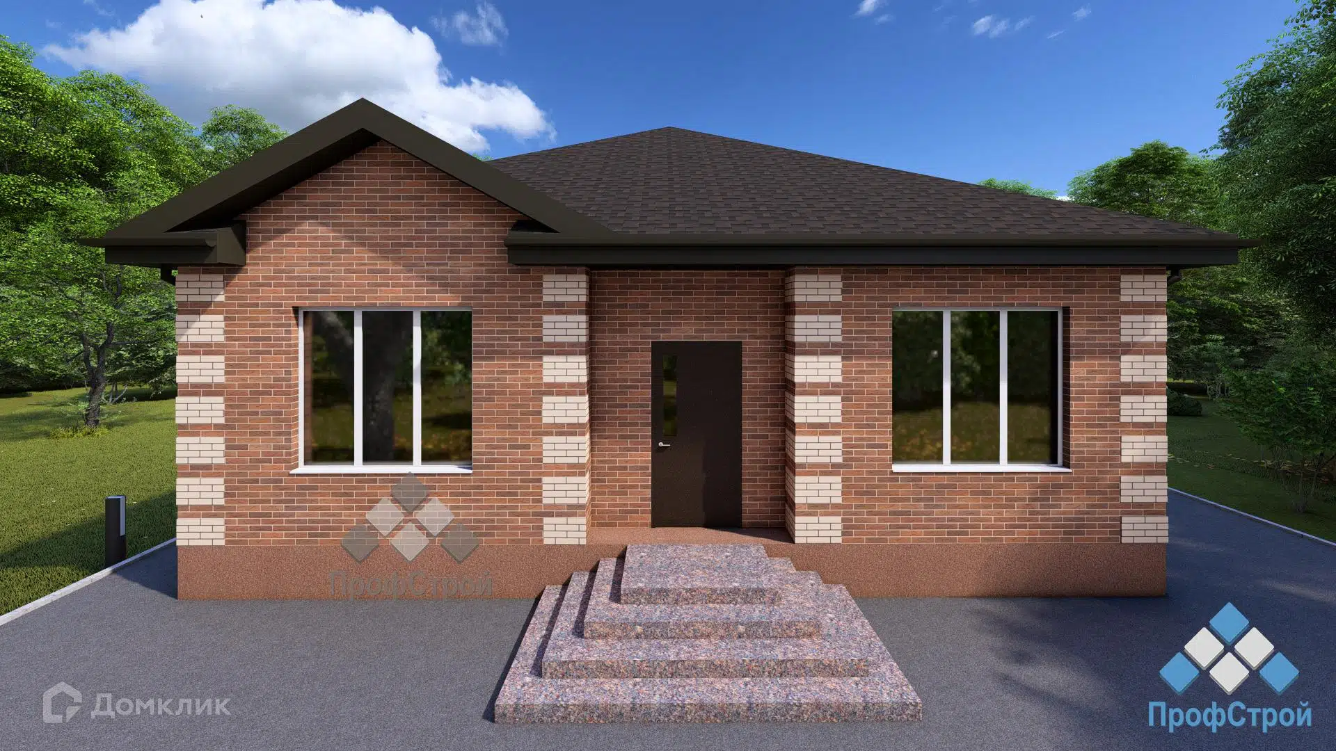 Проект дома «Меркурий» компании ПрофСтрой из материала Газобетонные блоки площадью 121.42м² под ключ за 6445000₽ в Донецке | 1 этаж, 3 спальни, 2 санузла – Домклик