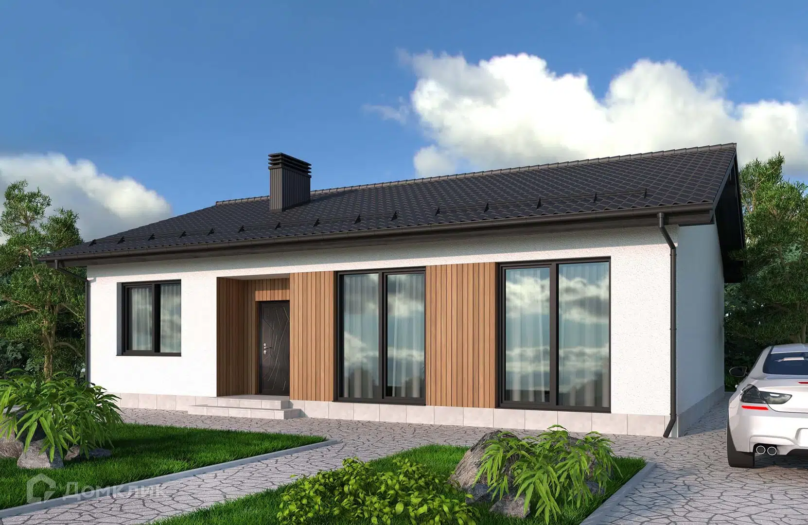 Проект дома «Проект №390» компании Новация из материала Газобетонные блоки площадью 127м² под ключ за 7700000₽ в Донецке | 1 этаж, 3 спальни, 2 санузла – Домклик