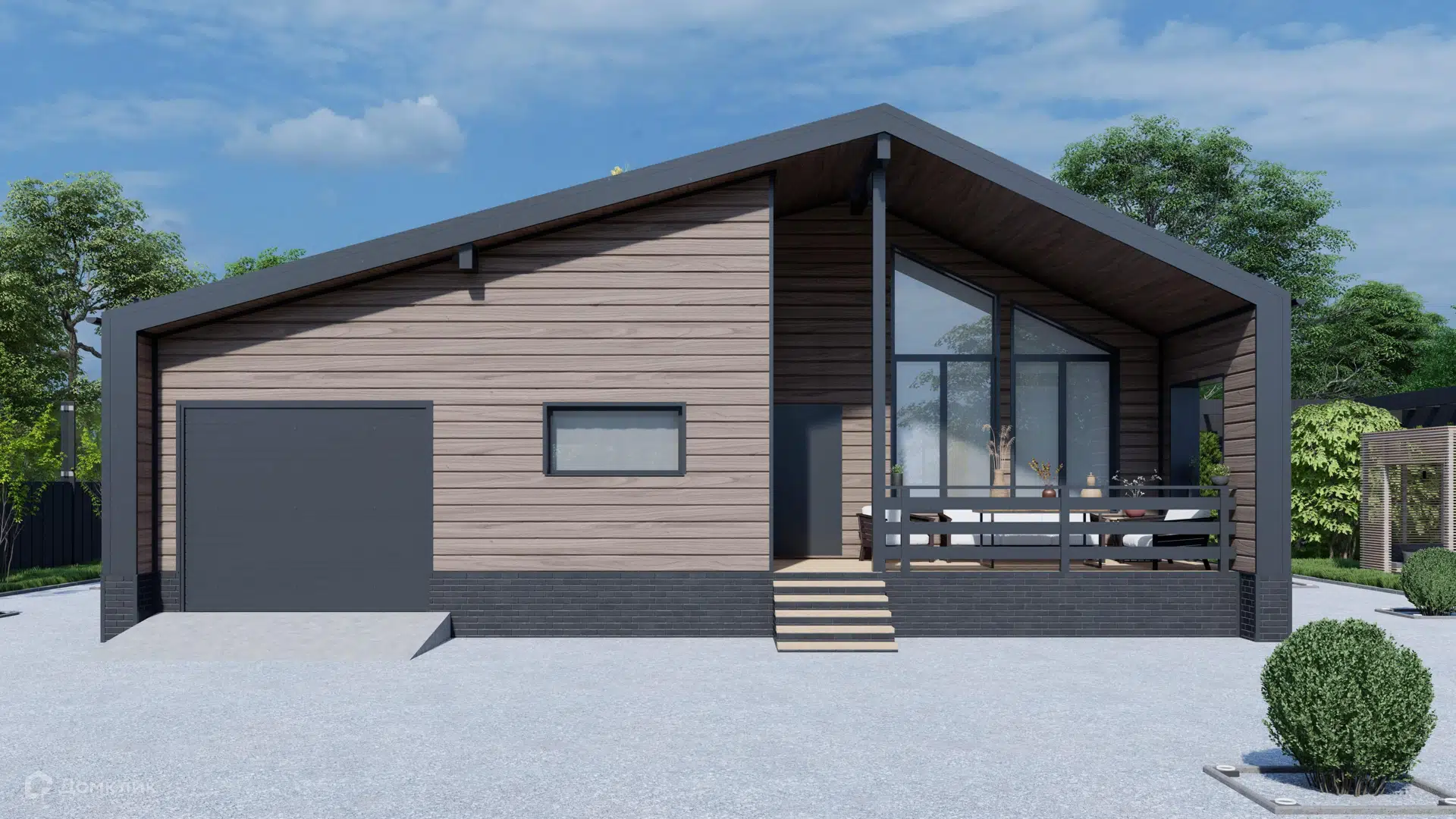 Проект дома «Одноэтажный Барнхаус МД-172» компании МАГАЗИН ДОМОВ из материала SIP-панели площадью 140.1м² под ключ за 5010000₽ в Донецке | 1 этаж, 3 спальни, 2 санузла – Домклик