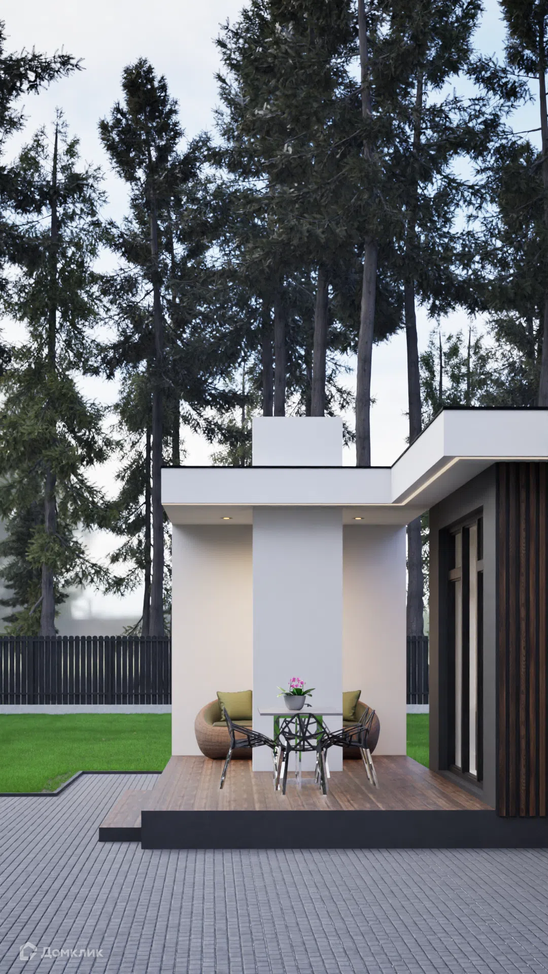 Проект дома «P-H Хай-Тек» компании Perfect House г. Ханты-Мансийск из материала Газобетонные блоки площадью 68м² под ключ за 3498000₽ в Луганске | 1 этаж, 2 спальни, 1 санузел – Домклик