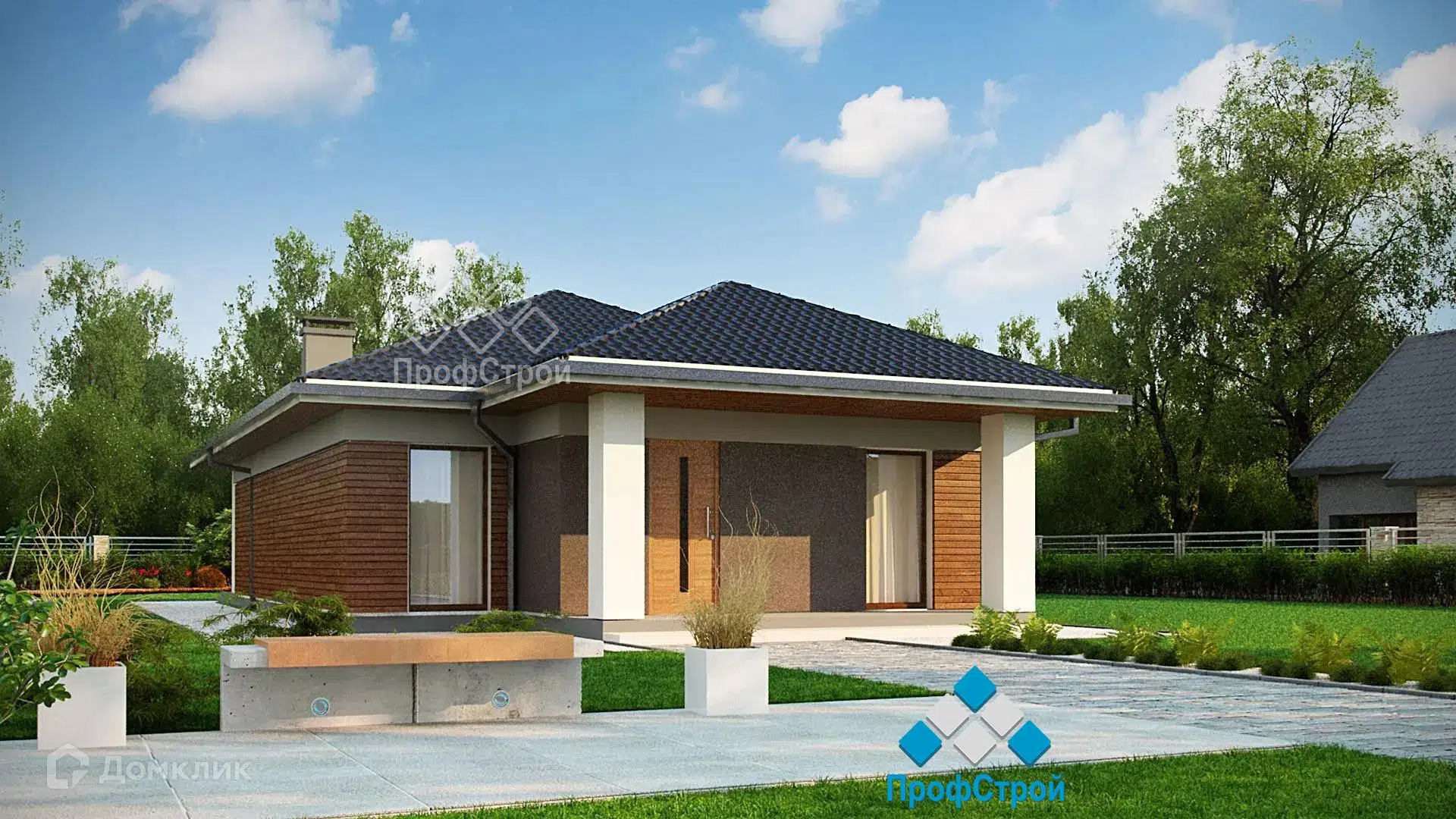 Проект дома «Амальтея» компании ! ПрофСтрой ! из материала Газобетонные блоки площадью 92.02м² под ключ за 5060000₽ в Донецке | 1 этаж, 3 спальни, 1 санузел – Домклик