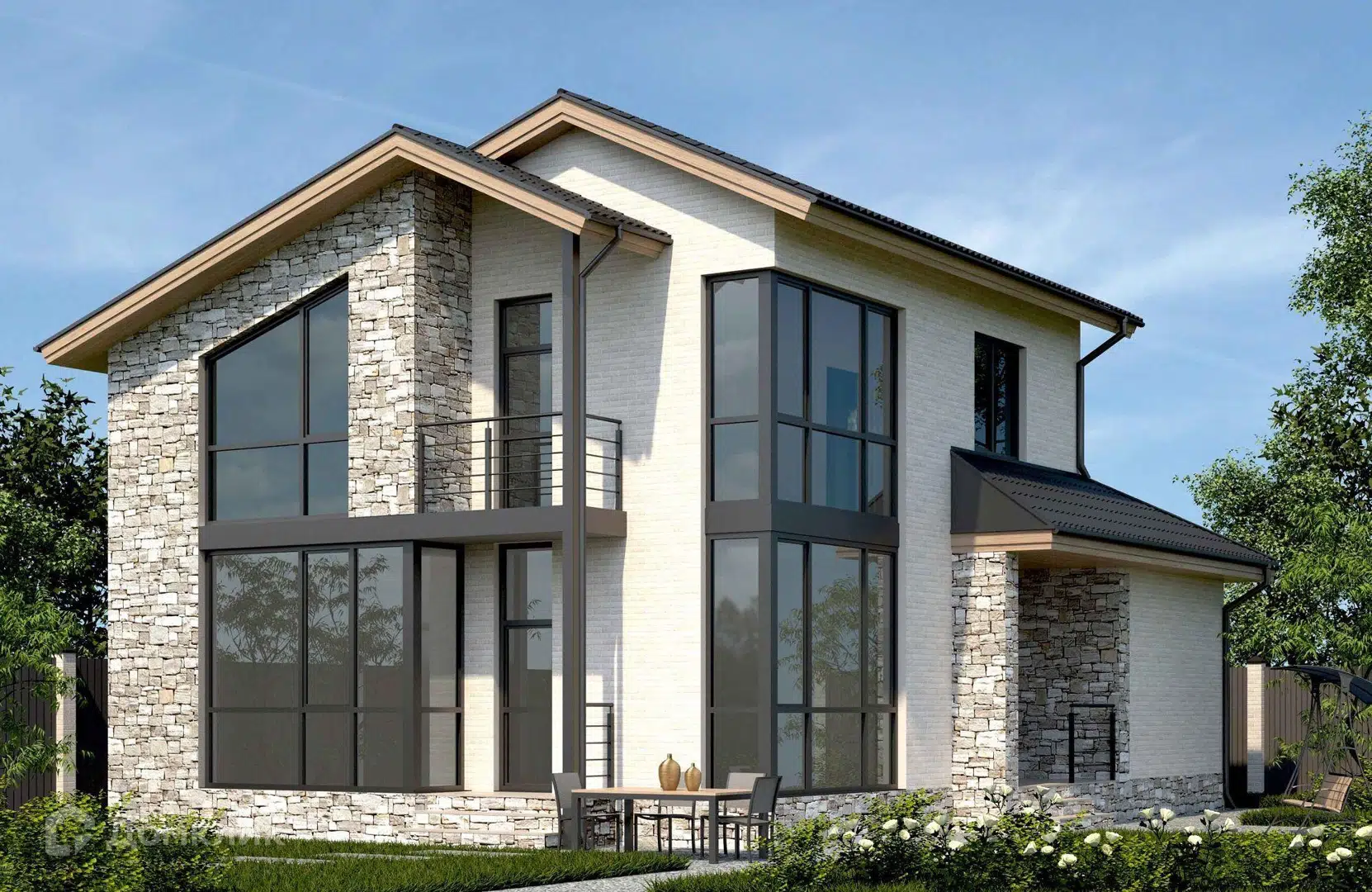 Проект дома «Проект №85-1» компании Новация из материала Керамические блоки площадью 176м² под ключ за 9680000₽ в Донецке | 2 этажа, 5 спален, 2 санузла – Домклик