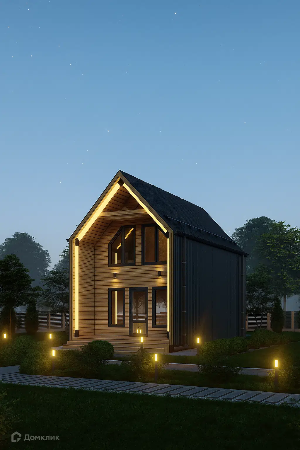 Проект дома «Барн 3/2» компании Роскошный дом из материала Каркасный дом площадью 59.6м² под ключ за 2460000₽ в Луганске | 2 этажа, 3 спальни, 1 санузел – Домклик