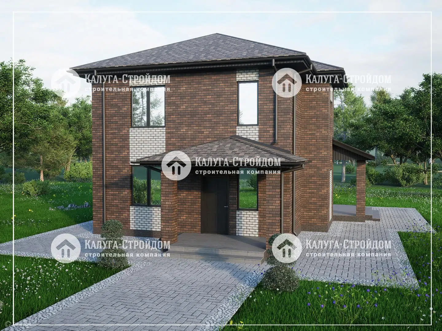 Проект дома «СП-18» компании КАЛУГА-СТРОЙДОМ из материала Газосиликатные блоки площадью 124.4м² под ключ за 7800000₽ в Луганске | 2 этажа, 4 спальни, 2 санузла – Домклик