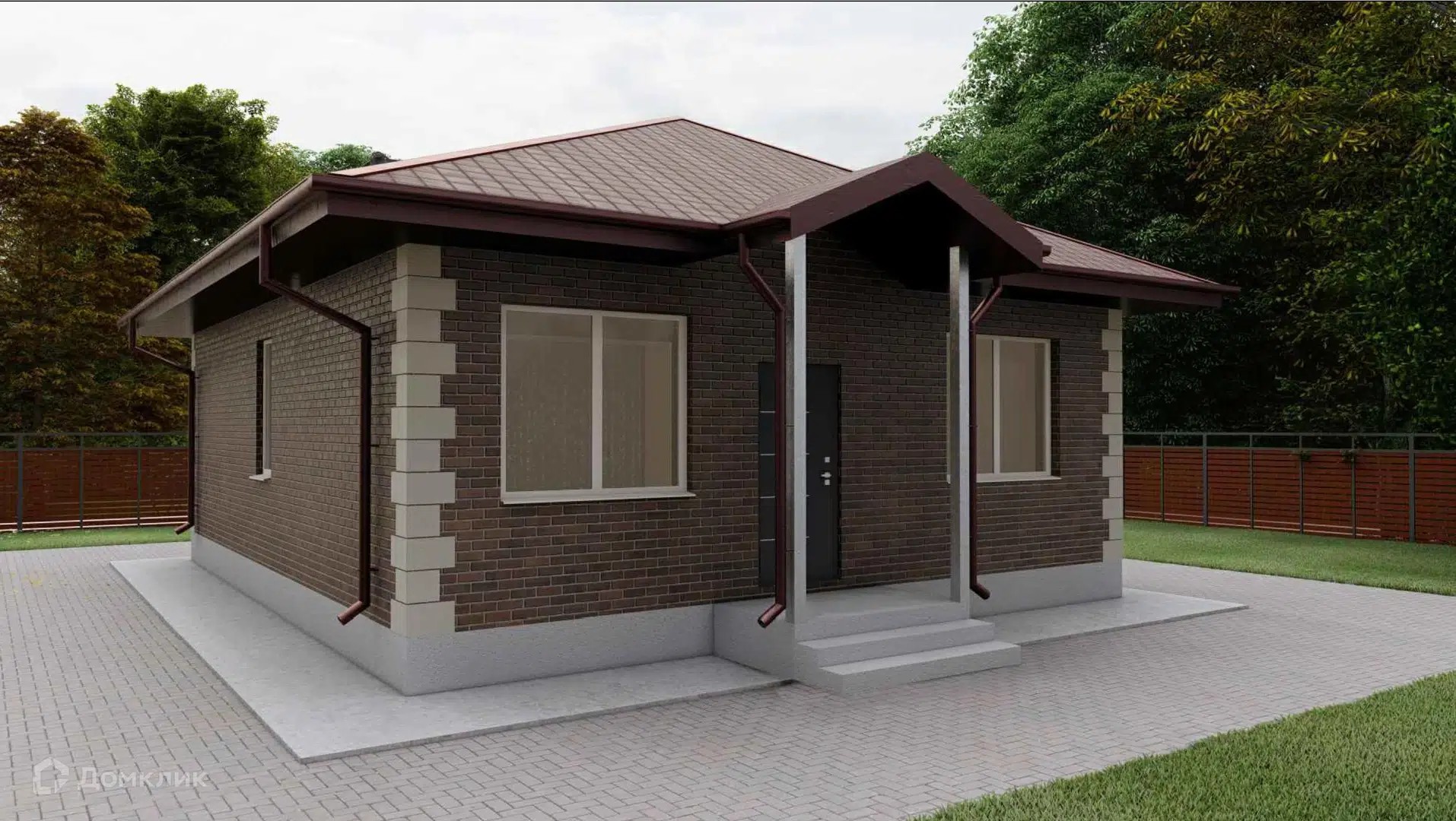 Проект дома «Индивидуальный жилой дом 75-1-1» компании KOTLOVAN из материала Газобетонные блоки площадью 75м² под ключ за 4700000₽ в Донецке | 1 этаж, 3 спальни, 1 санузел – Домклик