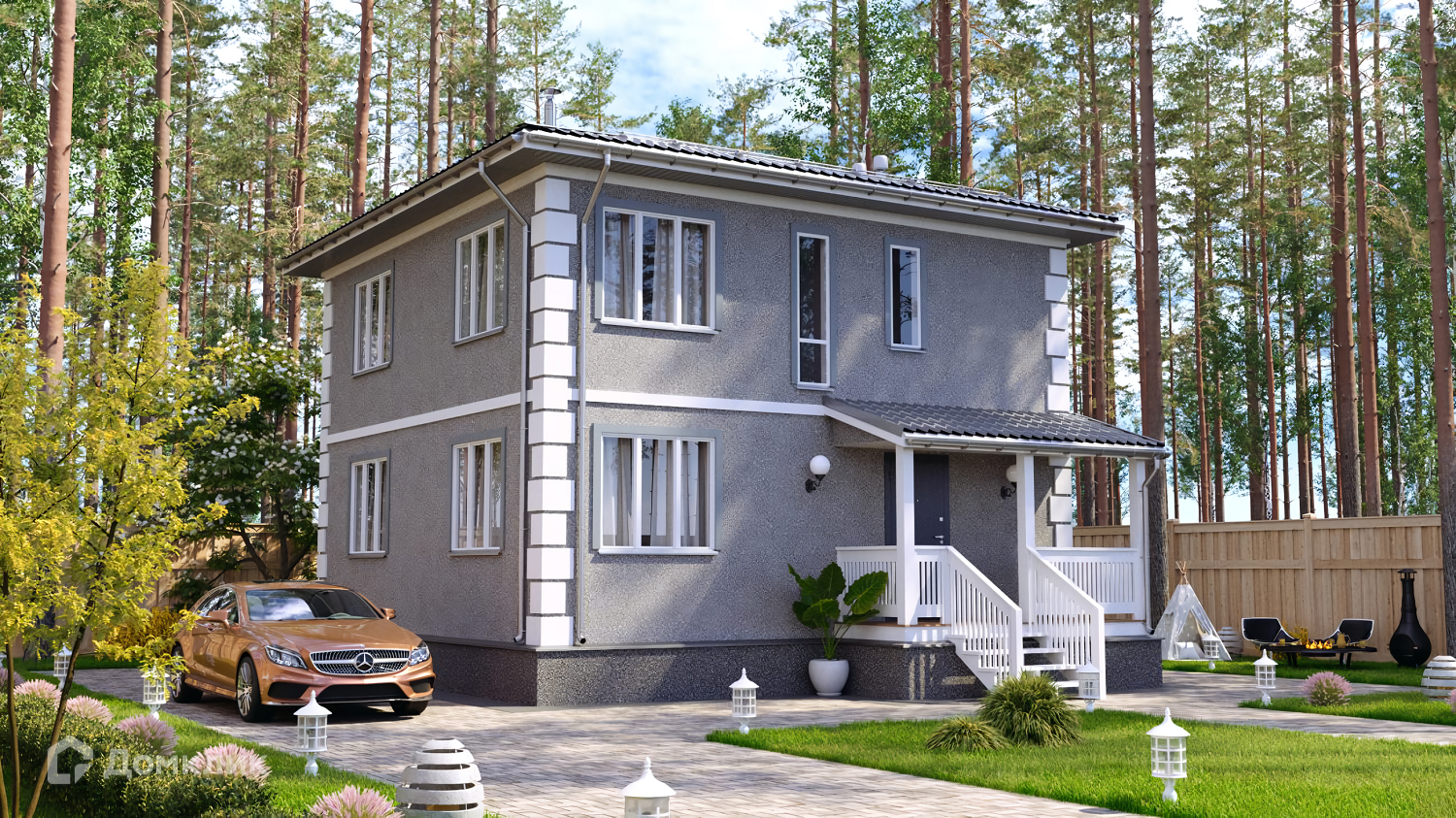 Проект дома «Енисей (8х8)» компании ООО «НашДомСтрой» из материала Каркасный дом площадью 114.1м² под ключ за 5040000₽ в Луганске | 2 этажа, 4 спальни, 2 санузла – Домклик