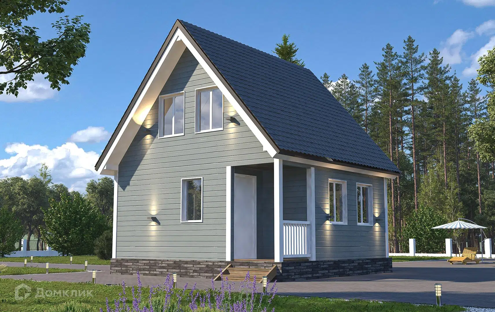 Проект дома «ДК-47» компании Теплодина из материала Каркасный дом площадью 63м² под ключ за 2635000₽ в Донецке | 2 этажа, 2 спальни, 1 санузел – Домклик