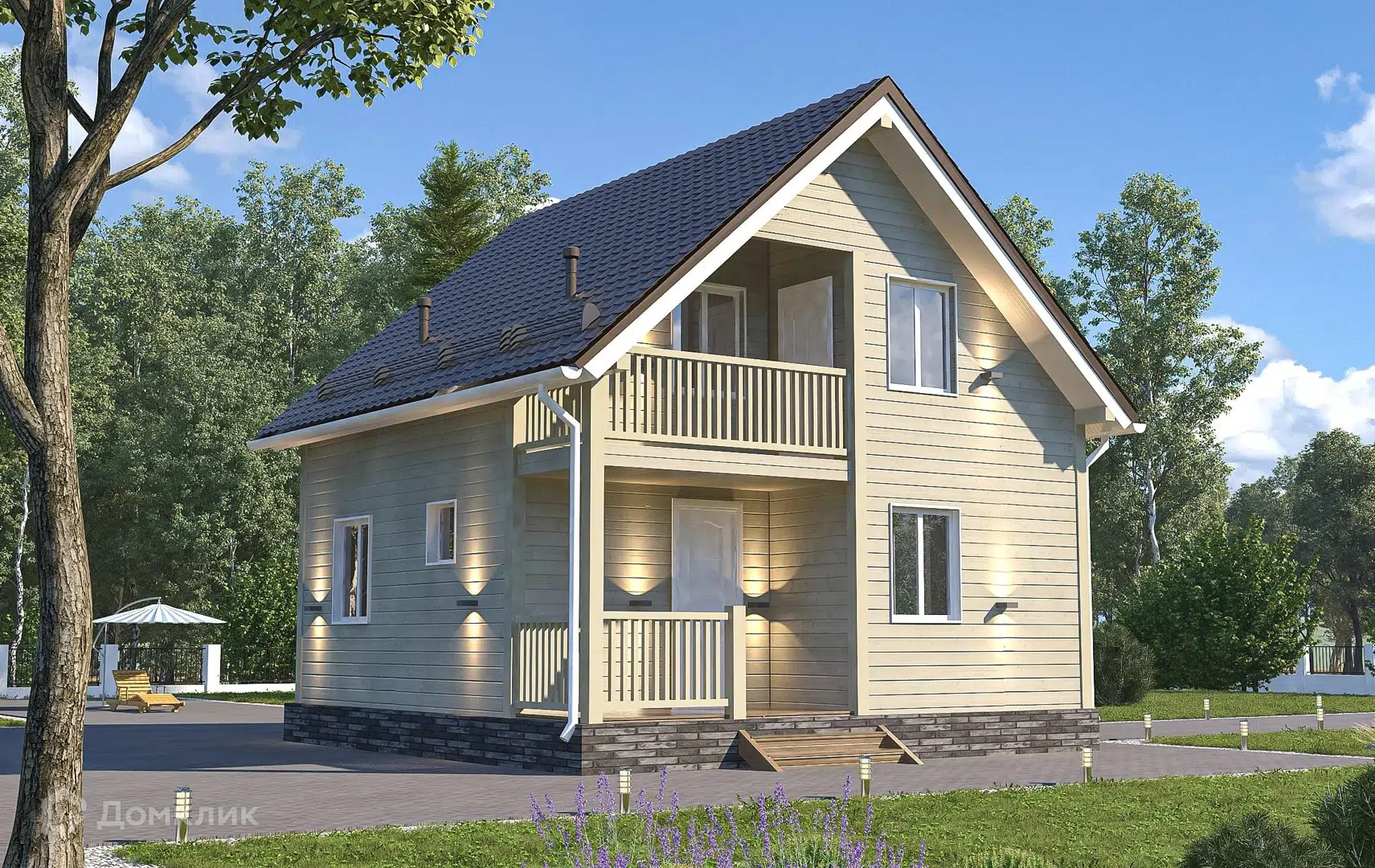 Проект дома «ДК-159» компании Теплодина из материала Каркасный дом площадью 88м² под ключ за 3998000₽ в Донецке | 2 этажа, 3 спальни, 2 санузла – Домклик