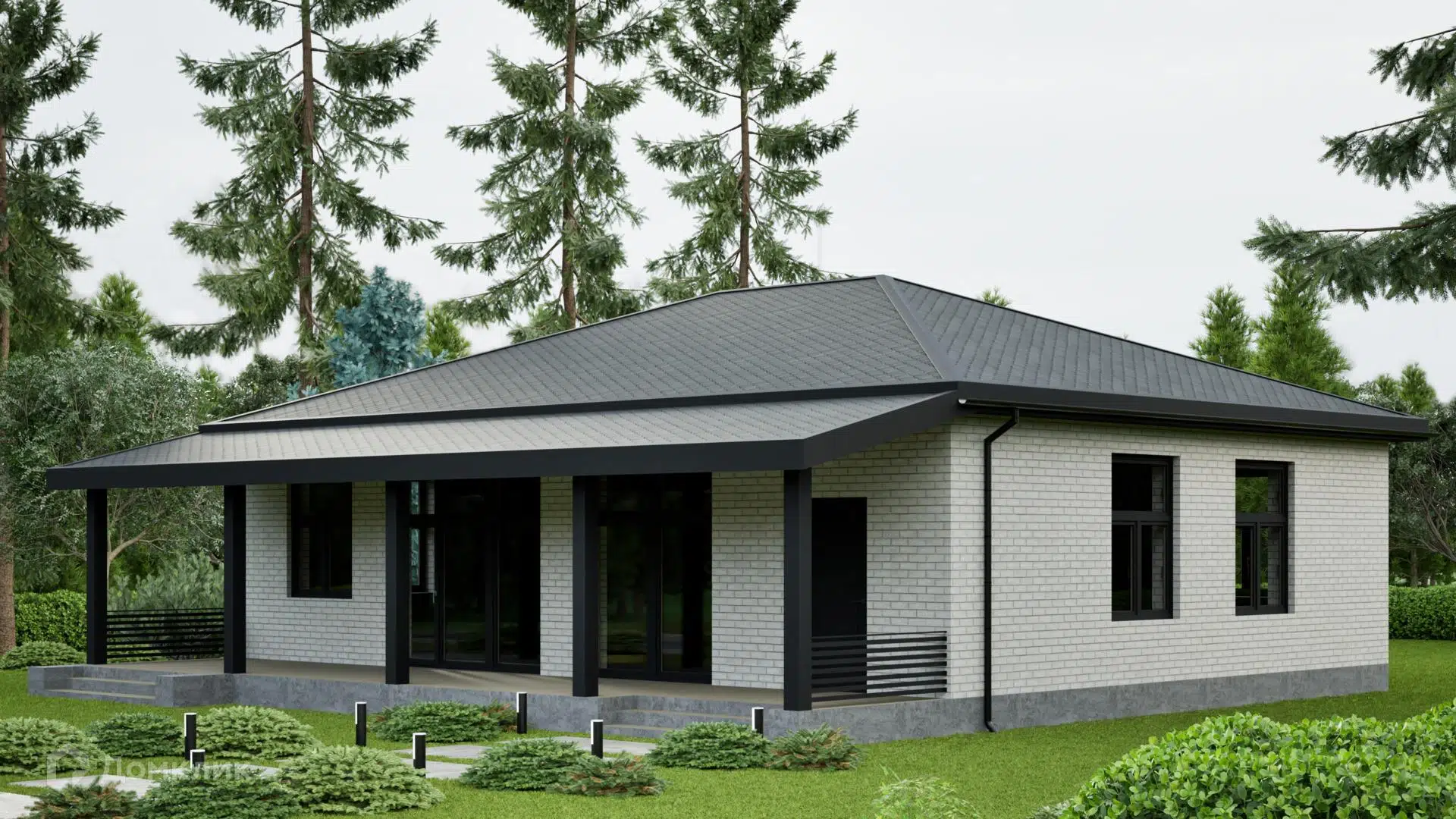 Проект дома «Загородный 3, 137.91 (107.41)» компании СК НА ВЕКА из материала Газобетонные блоки площадью 137.9м² под ключ за 6940000₽ в Донецке | 1 этаж, 2 спальни, 2 санузла – Домклик