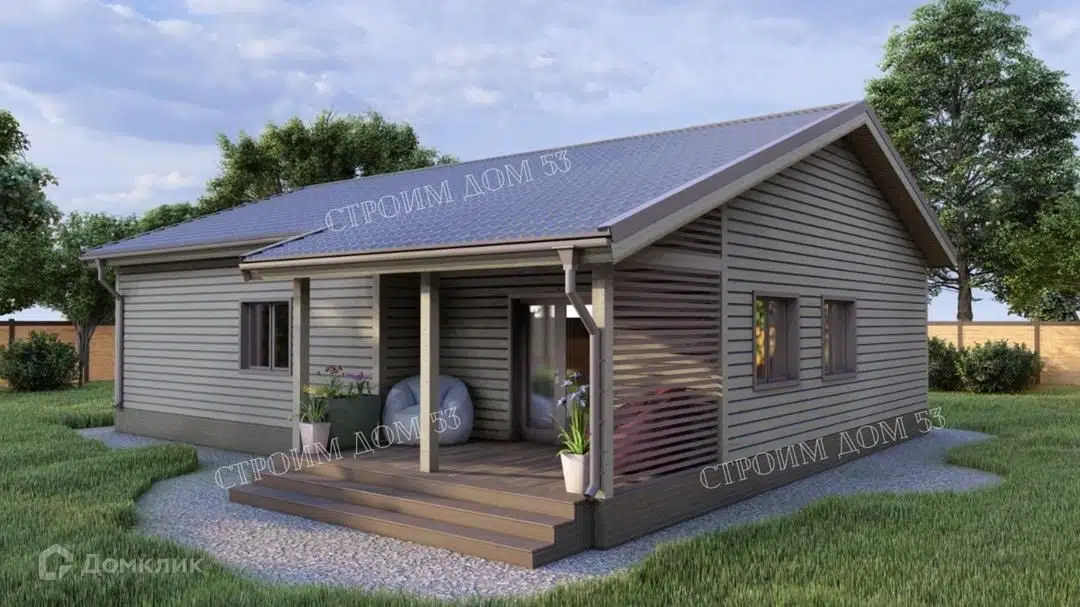 Проект дома «Одноэтажный каркасный дом 13х10 м КД-34» компании СК Строим Дом 53 из материала Каркасный дом площадью 125.1м² под ключ за 4535000₽ в Донецке | 1 этаж, 3 спальни, 1 санузел – Домклик