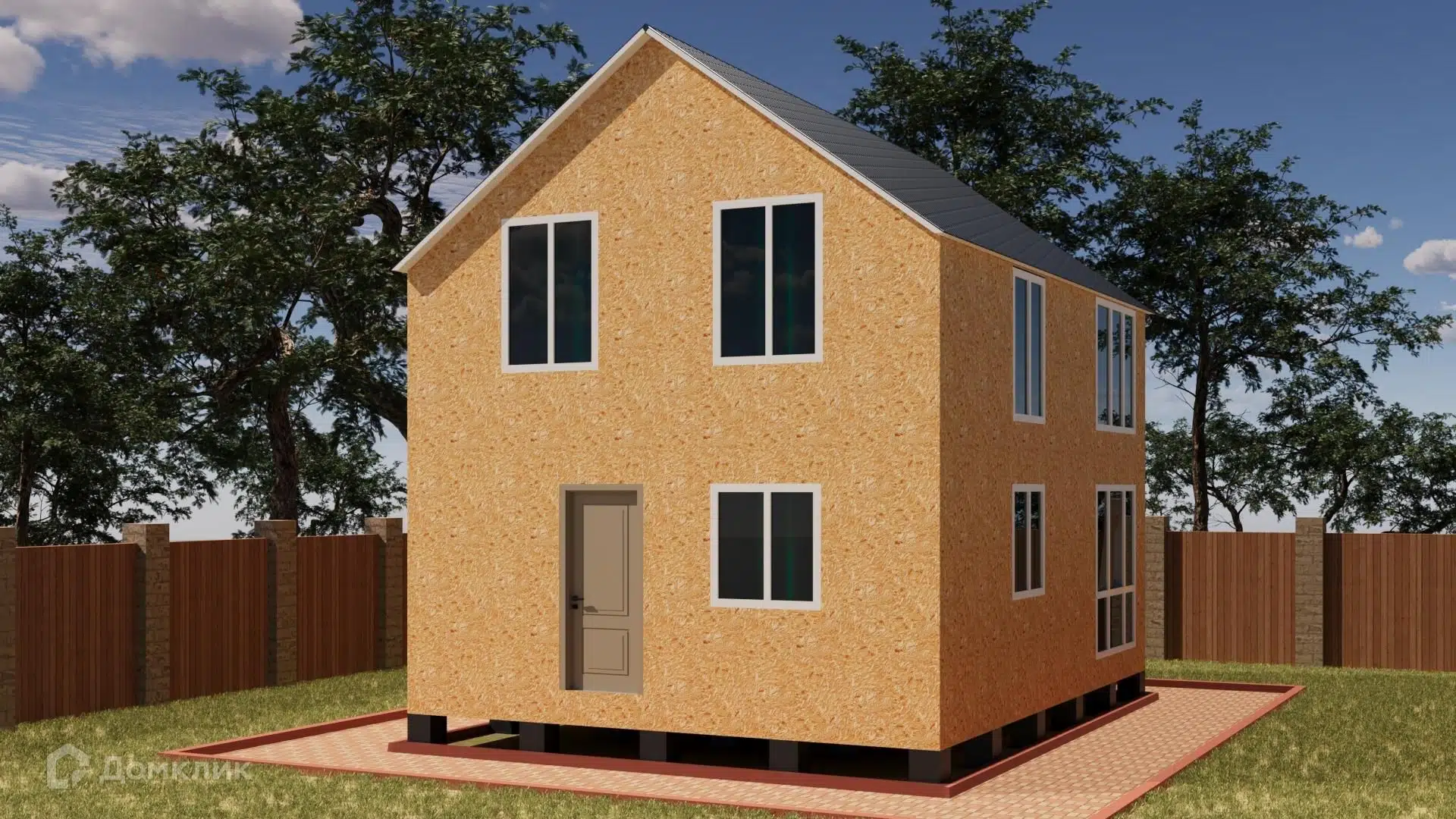 Проект дома «Двухэтажный 6*8 свитражами» компании ССК-ДОМ из материала Каркасный дом площадью 81.9м² под ключ за 3106000₽ в Луганске | 2 этажа, 4 спальни, 2 санузла – Домклик