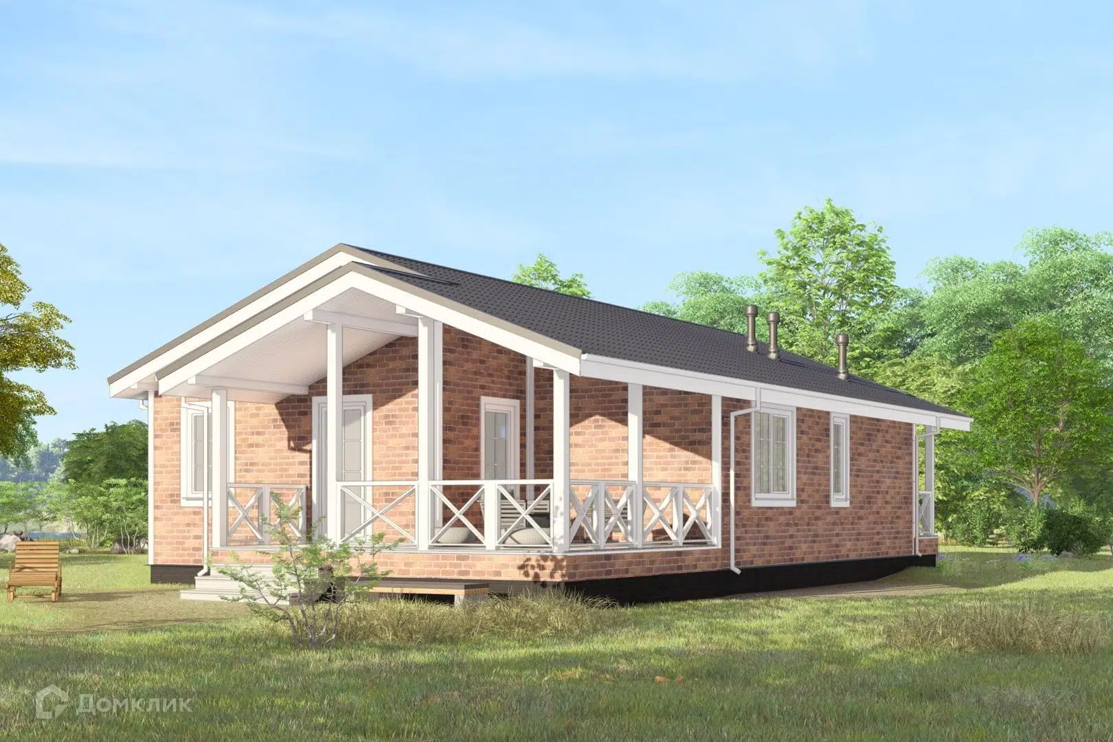 Проект дома «Девин» компании ИНТЕЛ ГРУПП из материала Газобетонные блоки площадью 111м² под ключ за 6933000₽ в Луганске | 1 этаж, 3 спальни, 2 санузла – Домклик