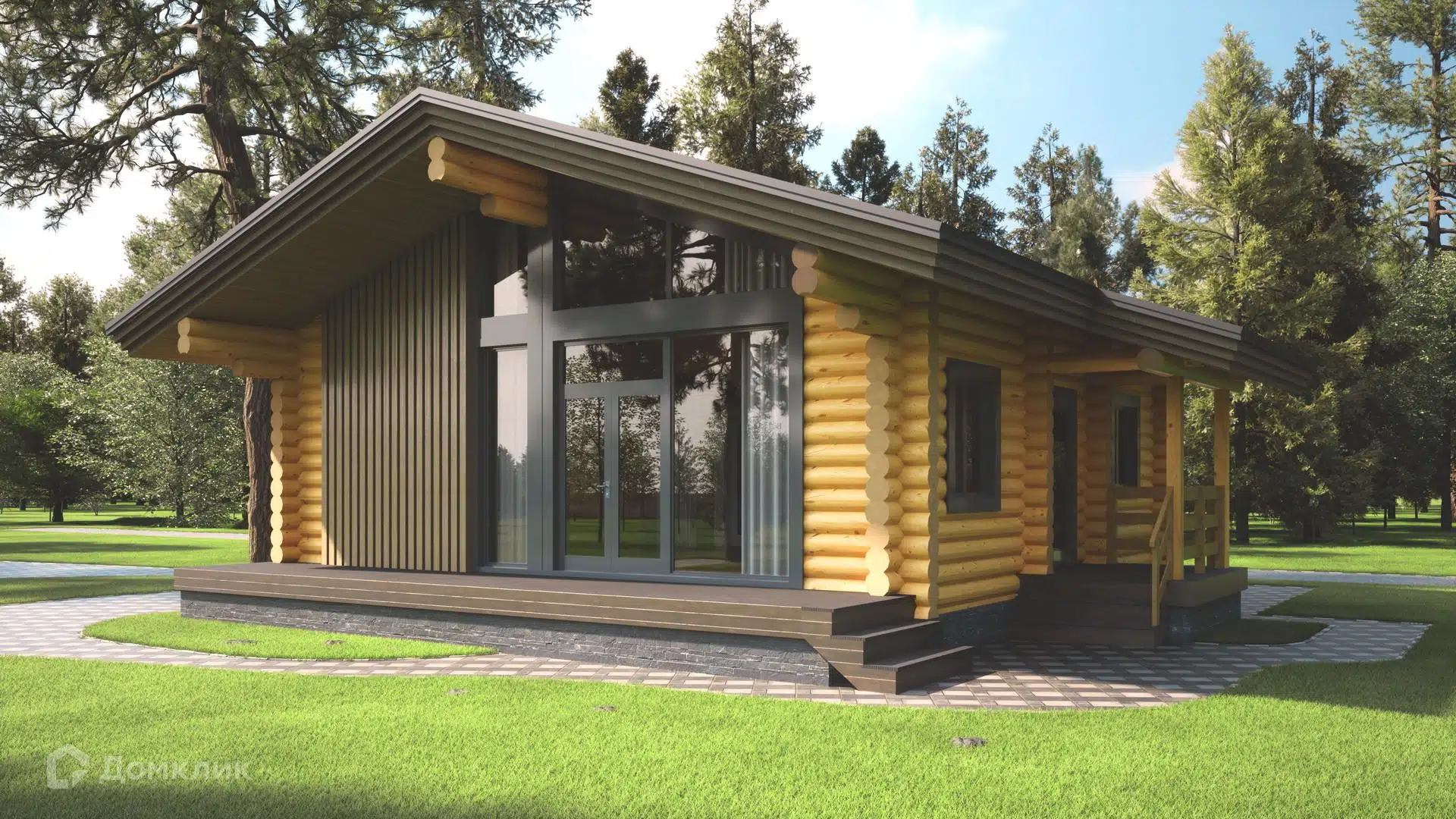 Проект дома «Дом в Сочи» компании КайзерДом из материала Оцилиндрованное бревно площадью 89м² под ключ за 4990000₽ в Донецке | 1 этаж, 1 спальня, 1 санузел – Домклик