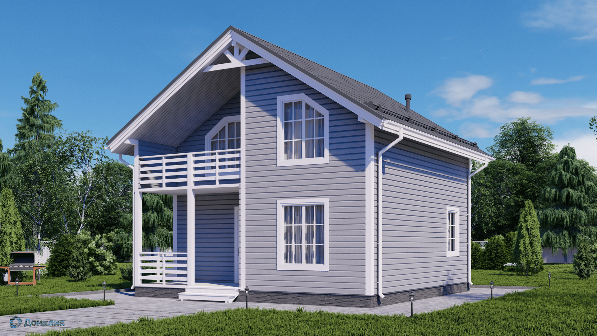Проект дома «КД-230» компании OLLATALO из материала Каркасный дом площадью 128м² под ключ за 4716000₽ в Донецке | 2 этажа, 2 спальни, 3 санузла – Домклик