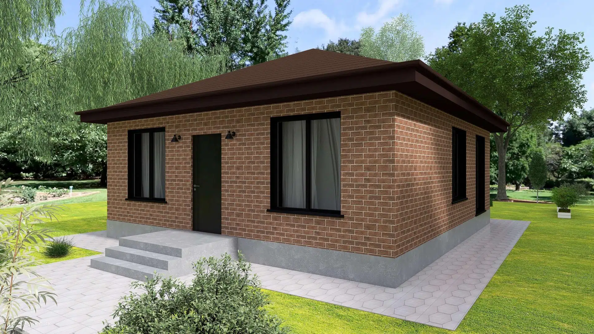 Проект дома «Загородный дом - 80Star» компании ИП Пшенников Евгений Игоревич из материала Газобетонные блоки площадью 60.91м² под ключ за 5800000₽ в Донецке | 1 этаж, 3 спальни, 1 санузел – Домклик