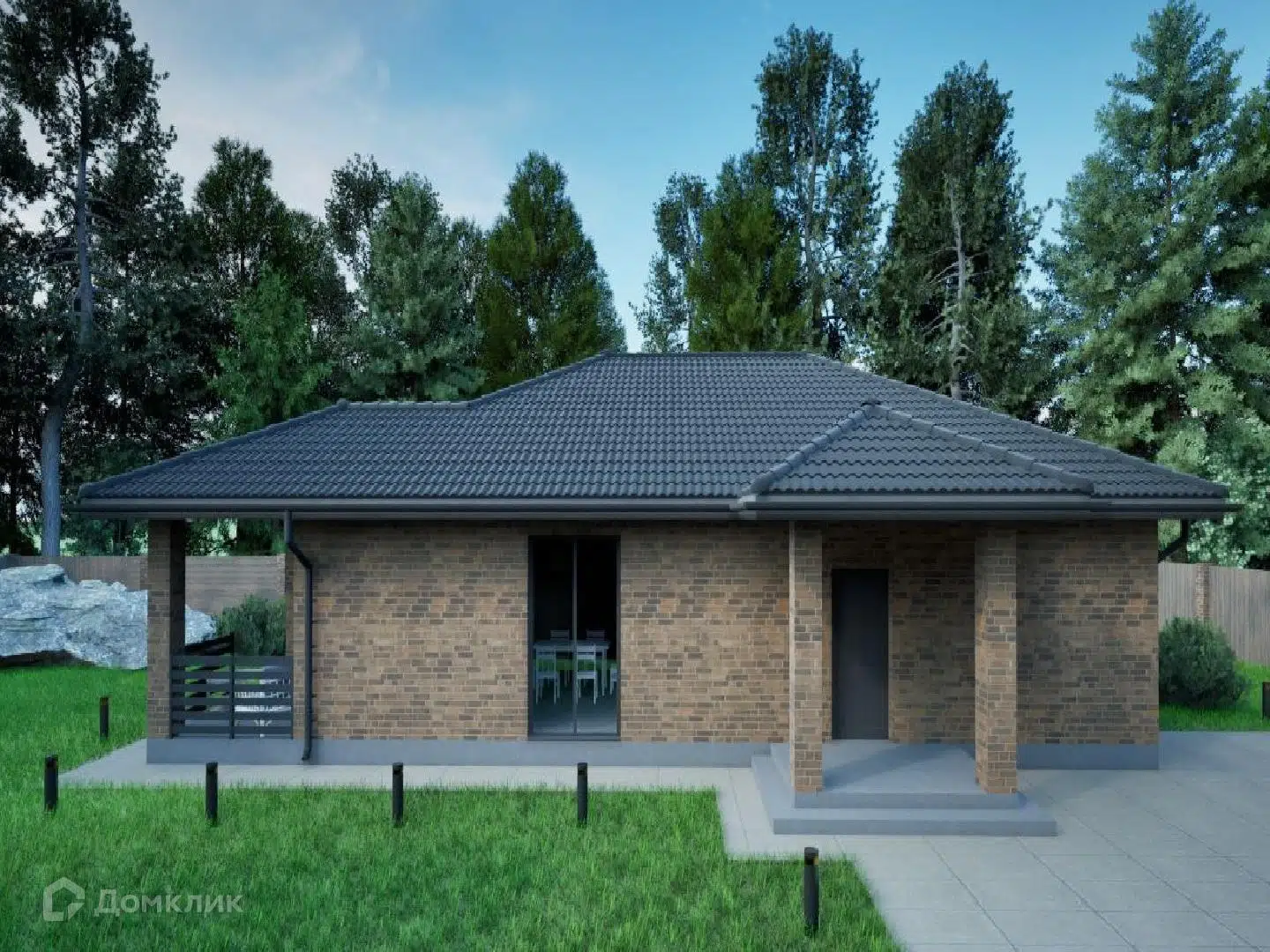 Проект дома «Загородный дом "Элит"» компании ИП Кабанов Виктор Алексеевич из материала Газобетонные блоки площадью 119.6м² под ключ за 8650000₽ в Луганске | 1 этаж, 3 спальни, 2 санузла – Домклик