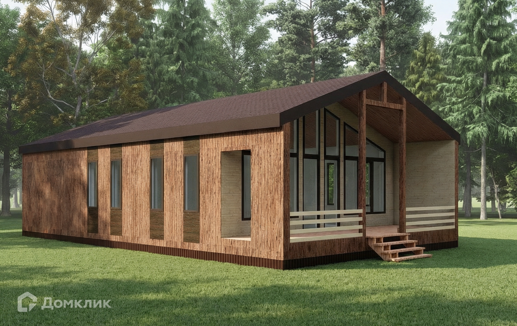 Проект дома «Е-25-142» компании СК «Архстройдом» из материала Каркасный дом площадью 121м² под ключ за 9940365₽ в Донецке | 1 этаж, 2 спальни, 1 санузел – Домклик