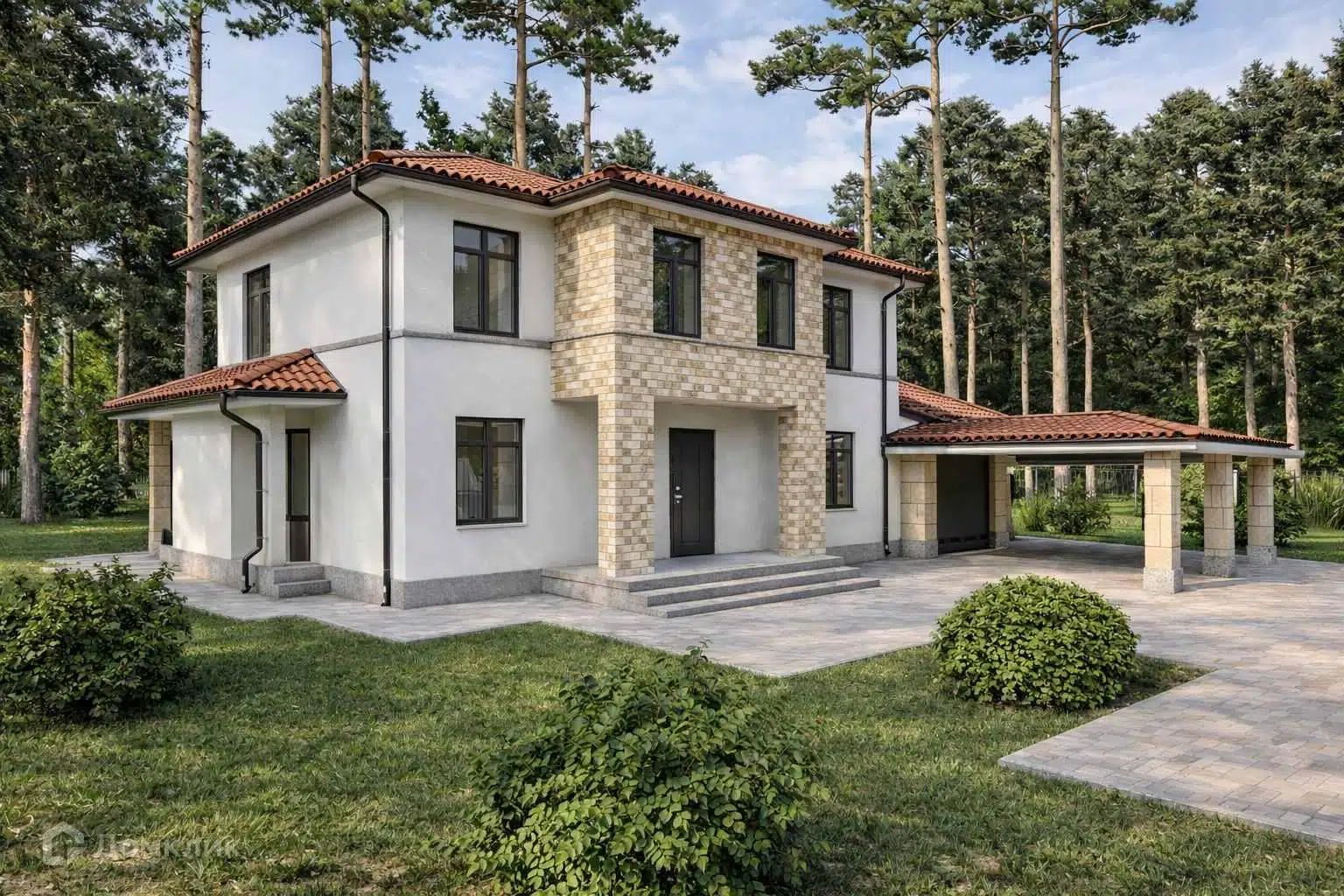 Проект дома «AS-280/2» компании ООО «АРИС ДЕКОР ПРО» из материала Кирпич площадью 280м² под ключ за 21840000₽ в Донецке | 2 этажа, 4 спальни, 3 санузла – Домклик