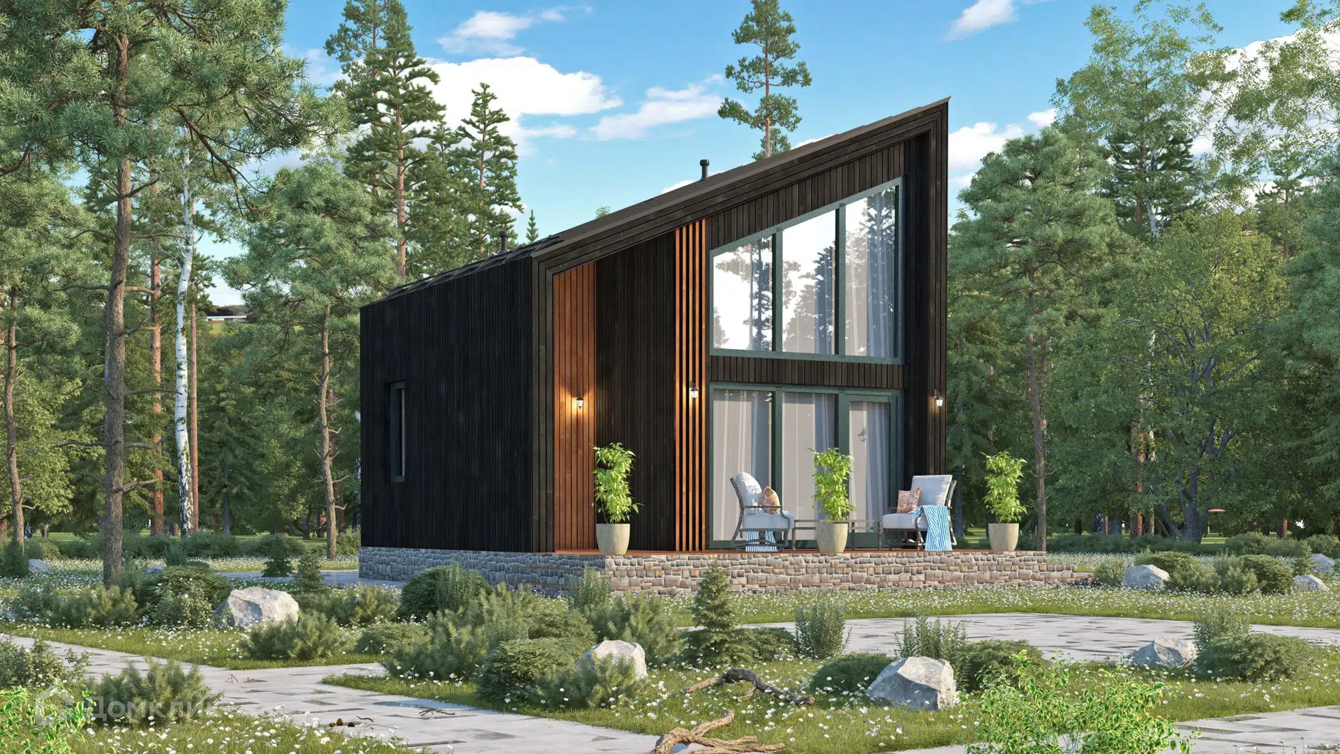 Проект дома «Дом из СИП панелей 6х8 - 101С» компании ООО «ДОМ СТРОЙ» из материала SIP-панели площадью 52.09м² под ключ за 1700000₽ в Донецке | 2 этажа, 1 спальня, 1 санузел – Домклик