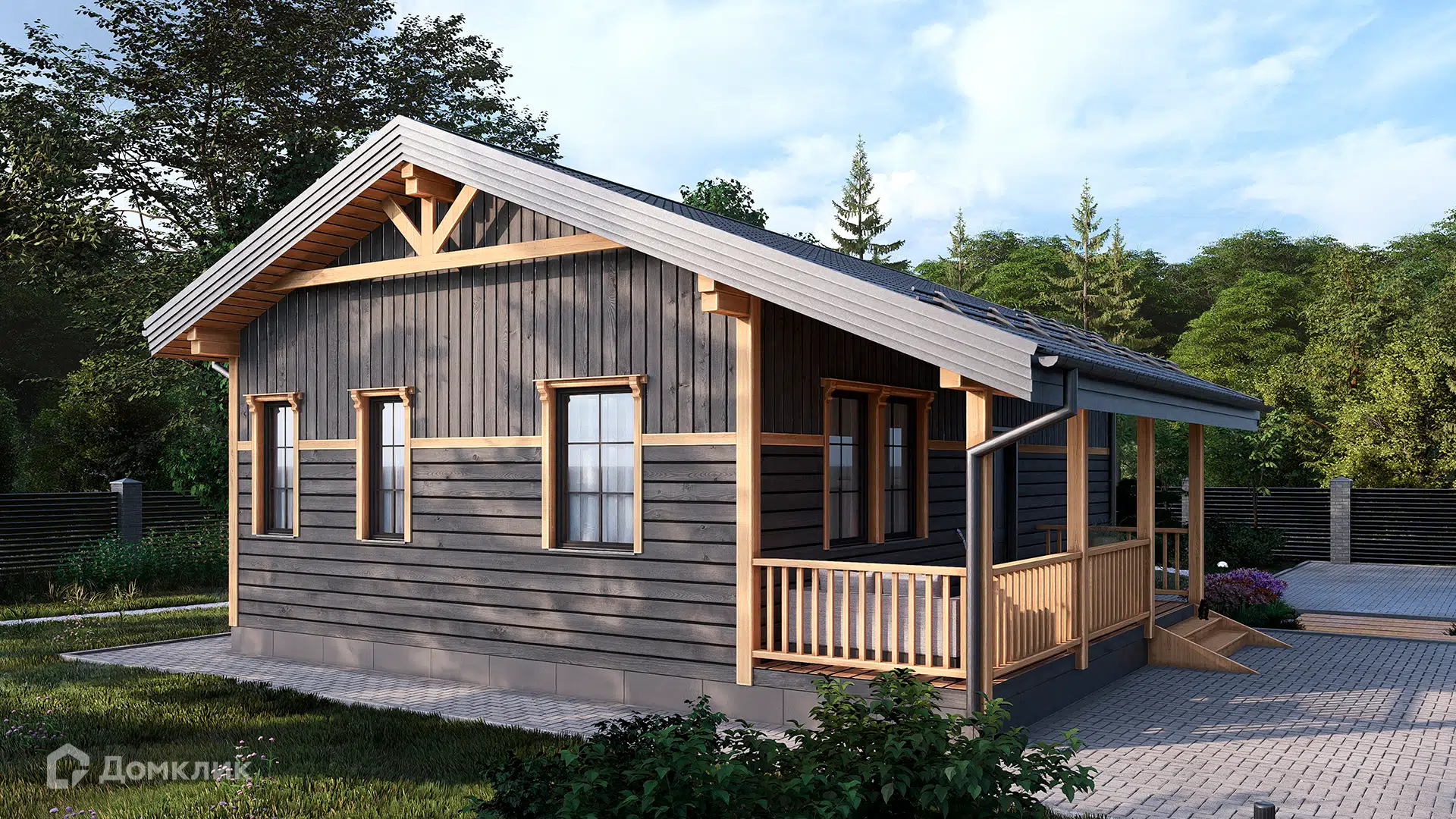 Проект дома «СВОЙ 107» компании СВОЙ из материала Каркасный дом площадью 80м² под ключ за 6058440₽ в Луганске | 1 этаж, 2 спальни, 1 санузел – Домклик