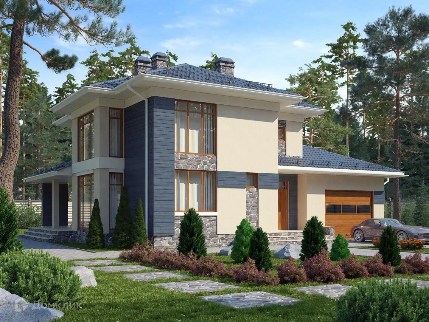 Проект дома «Сидней» компании ИНТЕЛ ГРУПП из материала Газобетонные блоки площадью 240м² под ключ за 14800000₽ в Луганске | 2 этажа, 4 спальни, 2 санузла – Домклик