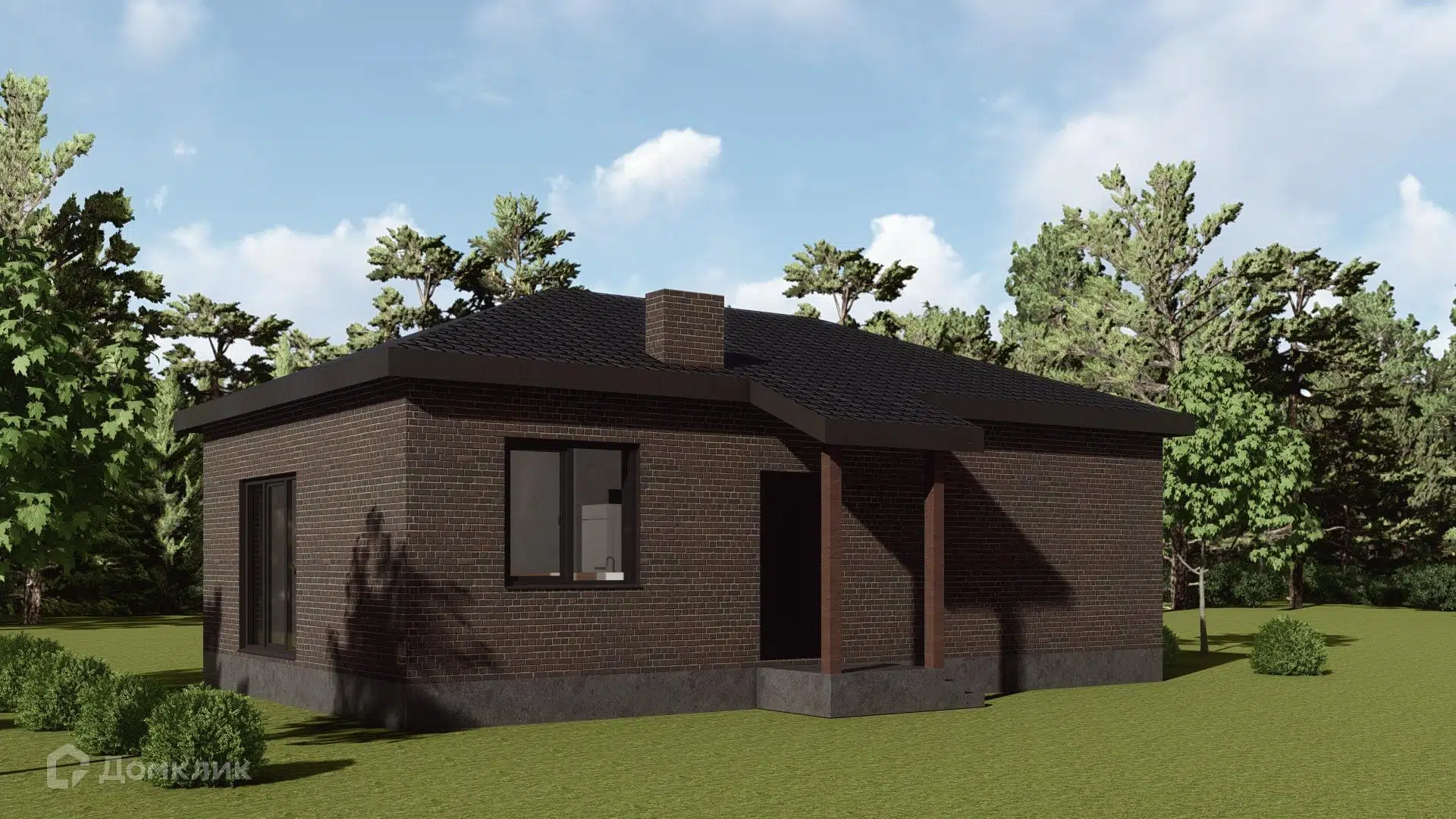 Проект дома «Загородный дом А2к - 60м» компании ИП Бурым Геннадий Владимирович из материала Кирпич площадью 60м² под ключ за 4500000₽ в Донецке | 1 этаж, 2 спальни, 1 санузел – Домклик