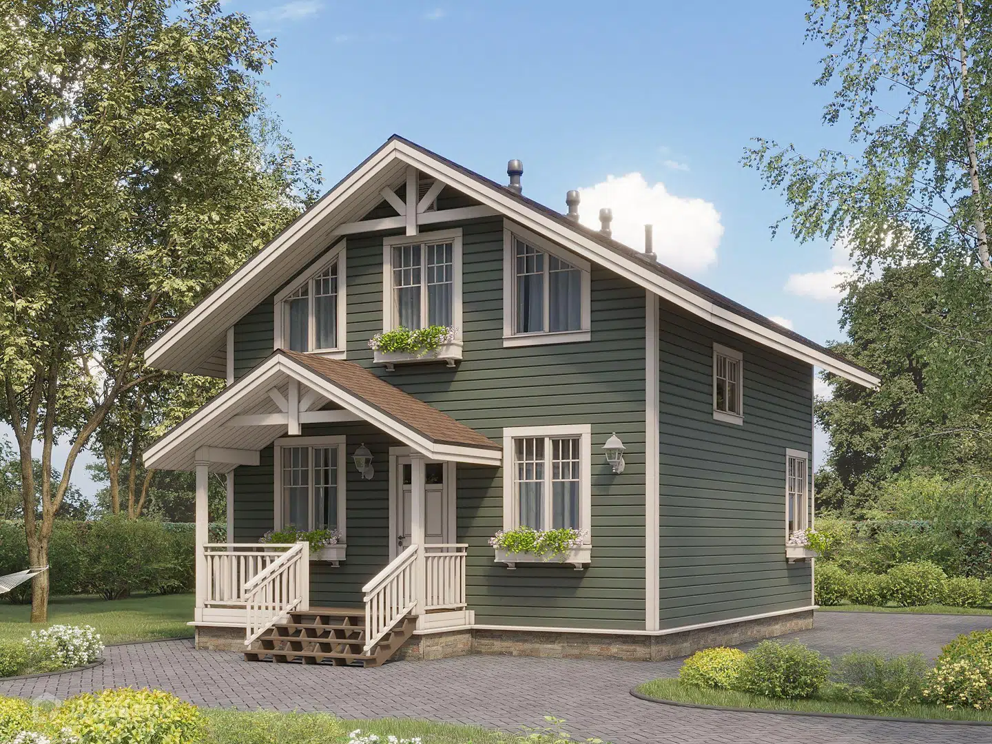 Проект дома «Норд М - 1 К-200 7.5х7 м (Заходи и Живи) Ю» компании Теремъ из материала Каркасный дом площадью 83.6м² под ключ за 6619189₽ в Луганске | 2 этажа, 4 спальни, 2 санузла – Домклик