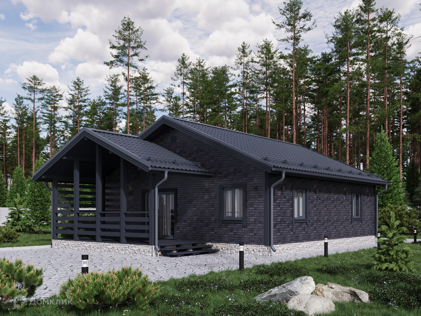 Проект дома «Лукас 482-Ю» компании ООО «Комфорт-Проект» из материала Каркасный дом площадью 99м² под ключ за 8000000₽ в Донецке | 1 этаж, 3 спальни, 1 санузел – Домклик