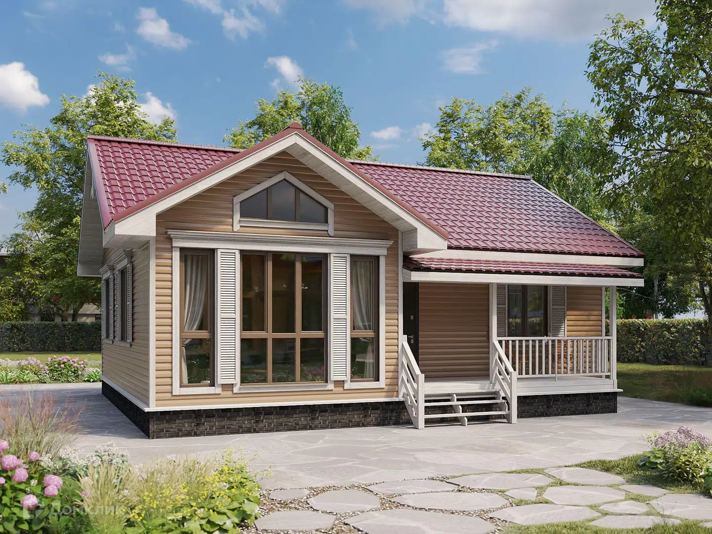 Проект дома «Добрыня - 4 БК-180 9х10,5 м Т» компании Теремъ из материала Клееный брус площадью 75.9м² под ключ за 5531100₽ в Донецке | 1 этаж, 3 спальни, 1 санузел – Домклик