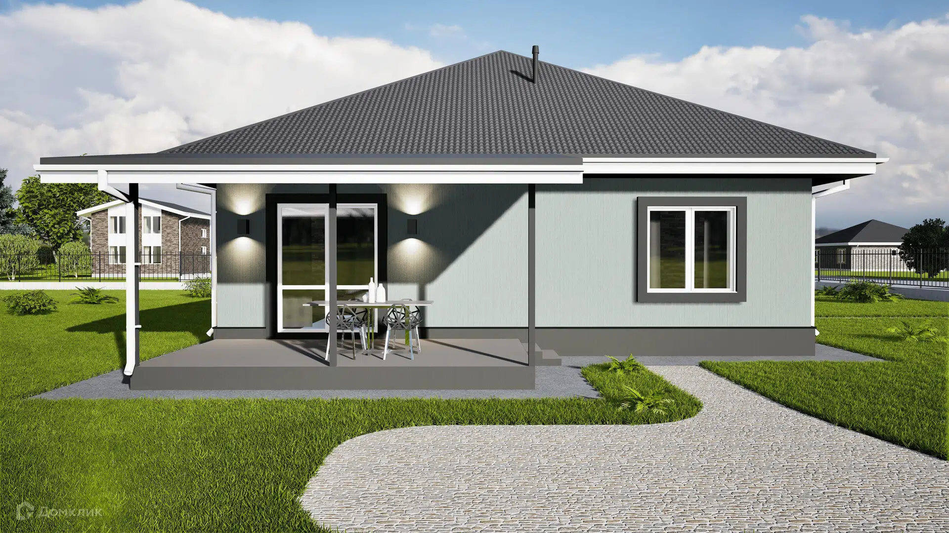 Проект дома «Комфорт 1» компании «Наша Маша»(ИП Каткова А.В.) из материала Газобетонные блоки площадью 105.4м² под ключ за 5550000₽ в Донецке | 1 этаж, 3 спальни, 2 санузла – Домклик