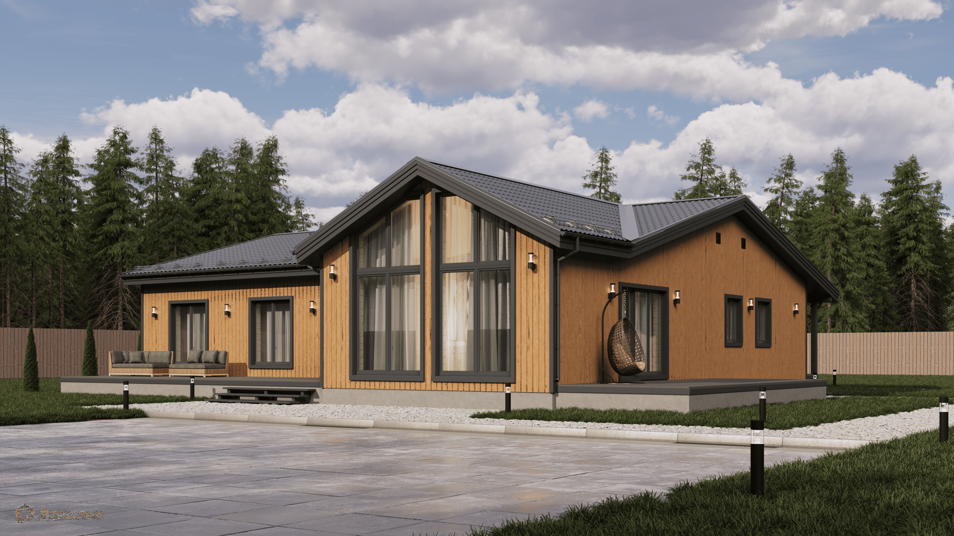 Проект дома «Джейкоб» компании ООО «Комфорт-Проект» из материала Каркасный дом площадью 273м² под ключ за 7556000₽ в Луганске | 1 этаж, 3 спальни, 2 санузла – Домклик