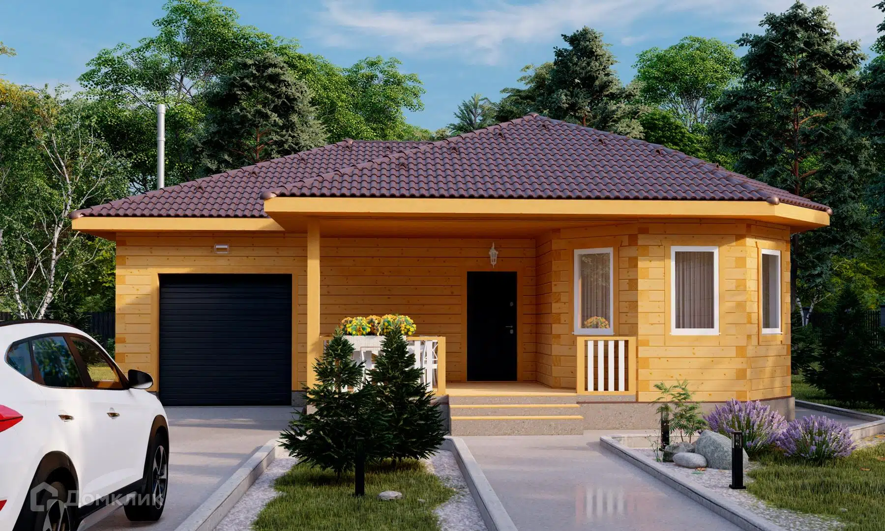 Проект дома «БР-78-32» компании СПК «ЭталонСтрой» из материала Брус естественной влажности площадью 111м² под ключ за 4600000₽ в Луганске | 1 этаж, 2 спальни, 1 санузел – Домклик