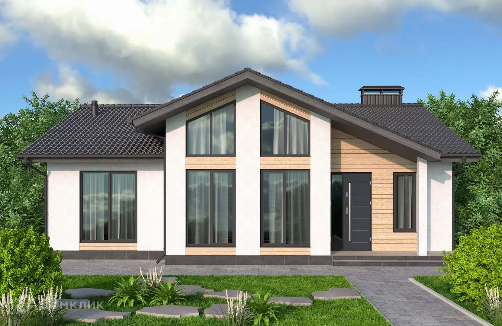 Проект дома «Проект №416» компании Новация из материала Газобетонные блоки площадью 135м² под ключ за 8036000₽ в Донецке | 1 этаж, 3 спальни, 3 санузла – Домклик