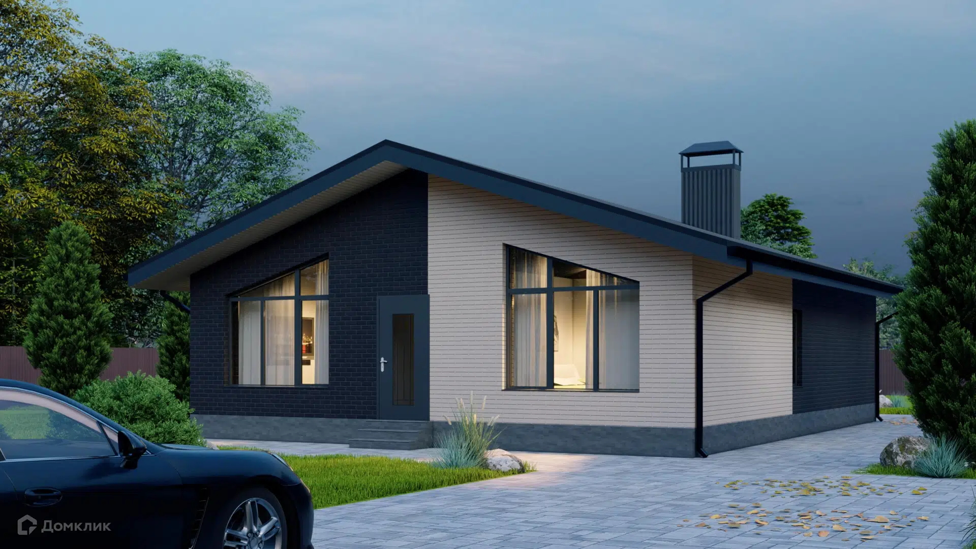 Проект дома «Коттедж "Абстракция"» компании А-Девелопмент из материала Кирпич площадью 108.7м² под ключ за 6617328₽ в Донецке | 1 этаж, 3 спальни, 2 санузла – Домклик
