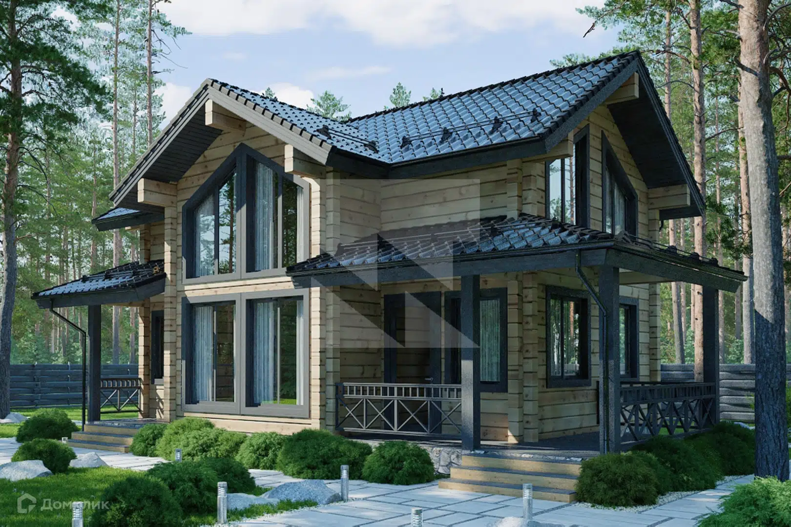 Проект дома «NORD-130» компании NORDWOOD из материала Клееный брус площадью 130м² под ключ за 6071000₽ в Донецке | 2 этажа, 2 спальни, 2 санузла – Домклик