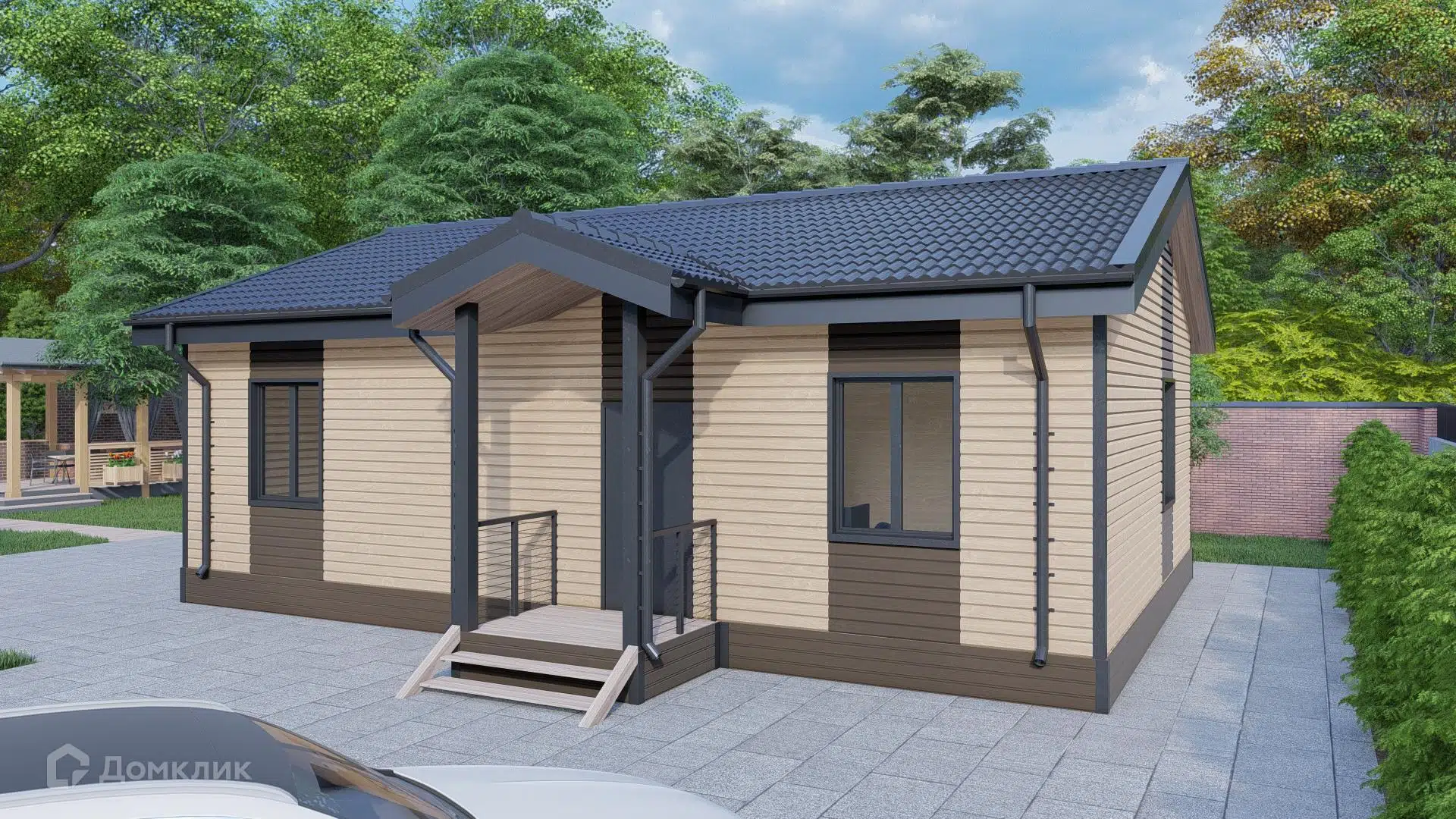 Проект дома «Одноэтажный МД-91,2» компании МАГАЗИН ДОМОВ из материала SIP-панели площадью 79.9м² под ключ за 5903000₽ в Донецке | 1 этаж, 2 спальни, 2 санузла – Домклик