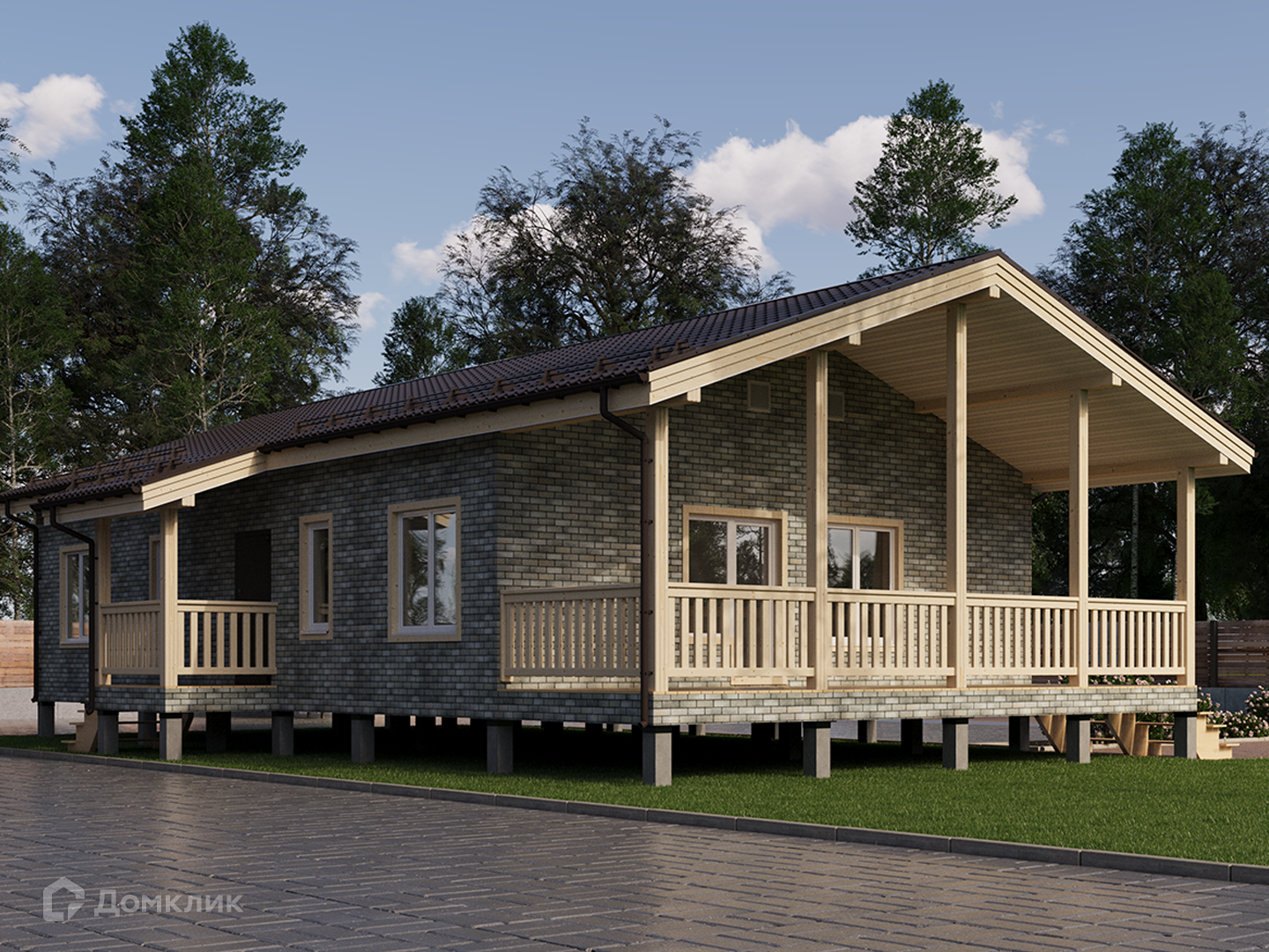 Проект дома «Демис» компании ООО «Комфорт-Проект» из материала Каркасный дом площадью 130м² под ключ за 4970000₽ в Донецке | 1 этаж, 3 спальни, 1 санузел – Домклик