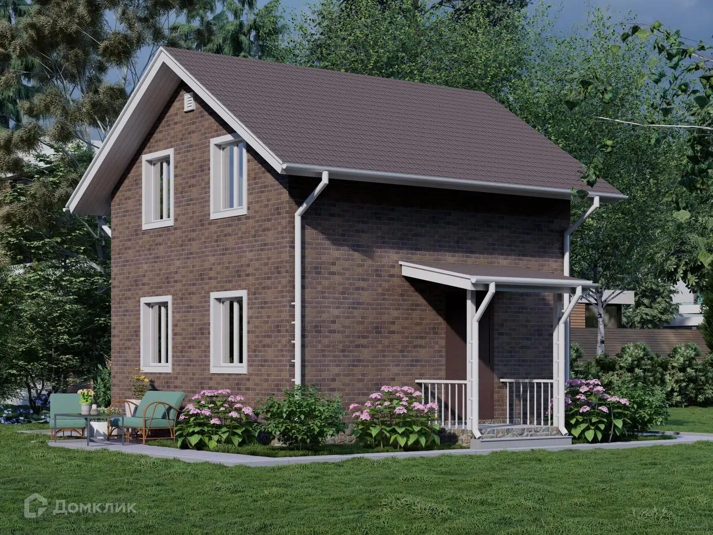 Проект дома «КД-74» компании СК «Честный Дом» из материала Каркасный дом площадью 58.81м² под ключ за 3500000₽ в Луганске | 2 этажа, 3 спальни, 2 санузла – Домклик