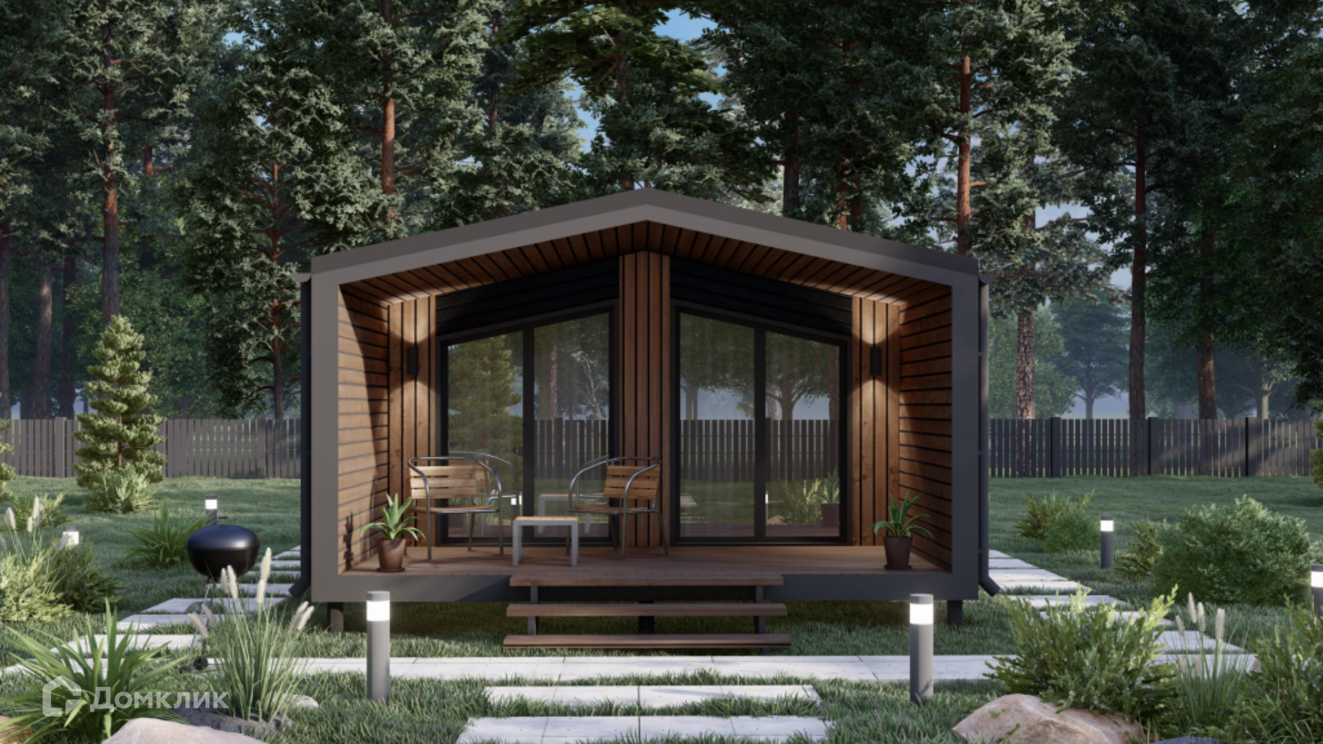 Проект дома «Северный Барн 42» компании Пока нет Дома из материала Модульный дом площадью 30м² под ключ за 3640100₽ в Донецке | 1 этаж, 1 спальня, 1 санузел – Домклик