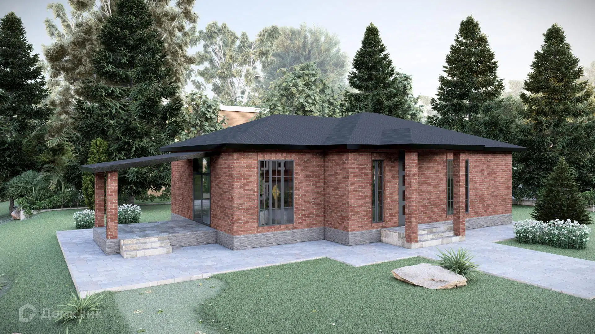 Проект дома «Акварель» компании ИП Ветринская Елена Александровна из материала Газобетонные блоки площадью 132.7м² под ключ за 5544394₽ в Донецке | 1 этаж, 3 спальни, 2 санузла – Домклик