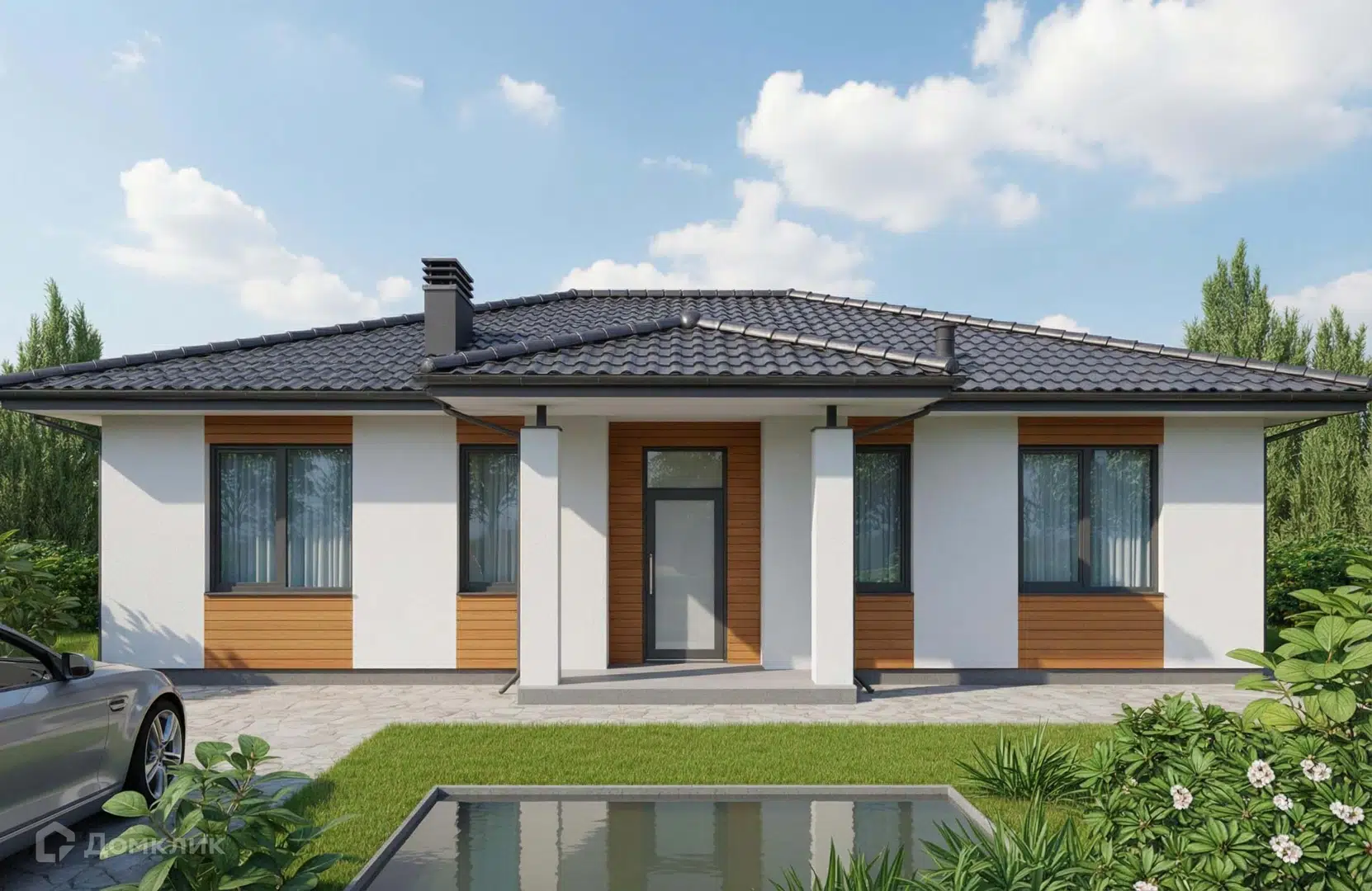 Проект дома «Проект №426» компании Новация из материала Газобетонные блоки площадью 103м² под ключ за 6625000₽ в Донецке | 1 этаж, 3 спальни, 1 санузел – Домклик