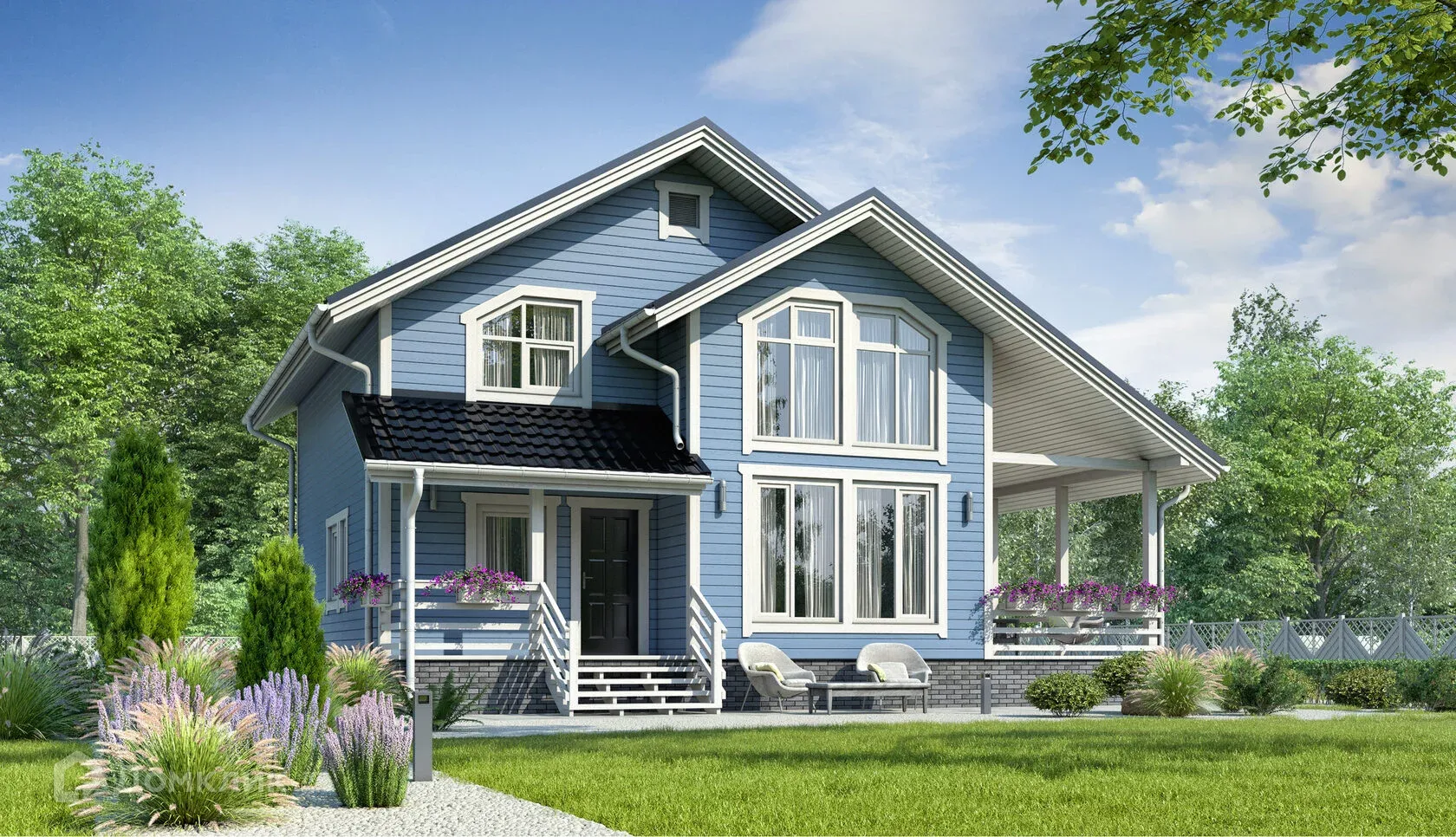 Проект дома «Макадамия» компании 5 СТЕН из материала Каркасный дом площадью 158м² под ключ за 5500676₽ в Донецке | 2 этажа, 4 спальни, 2 санузла – Домклик