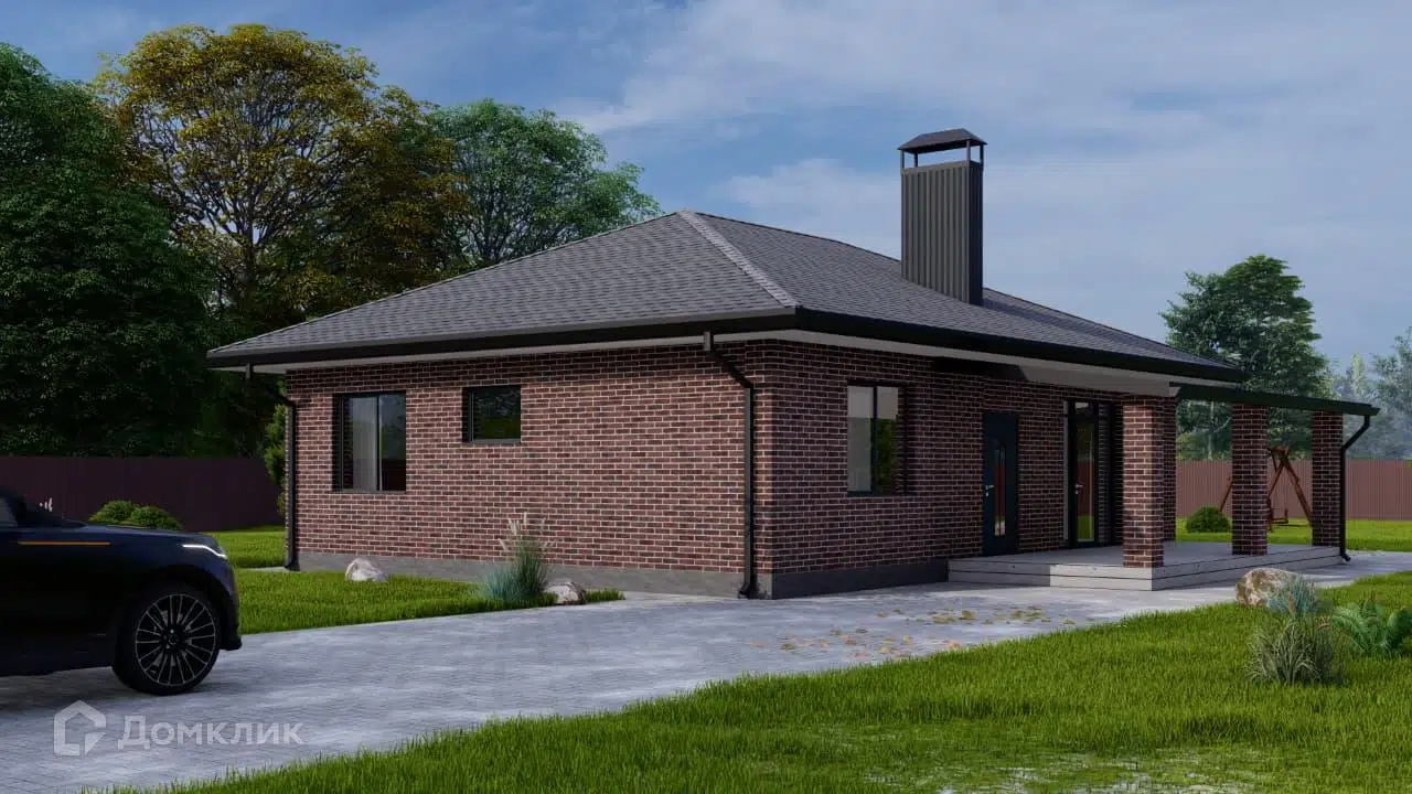 Проект дома «Коттедж с террасой 114,5 кв.м.» компании А-Девелопмент из материала Кирпич площадью 114.5м² под ключ за 4882756₽ в Донецке | 1 этаж, 3 спальни, 2 санузла – Домклик