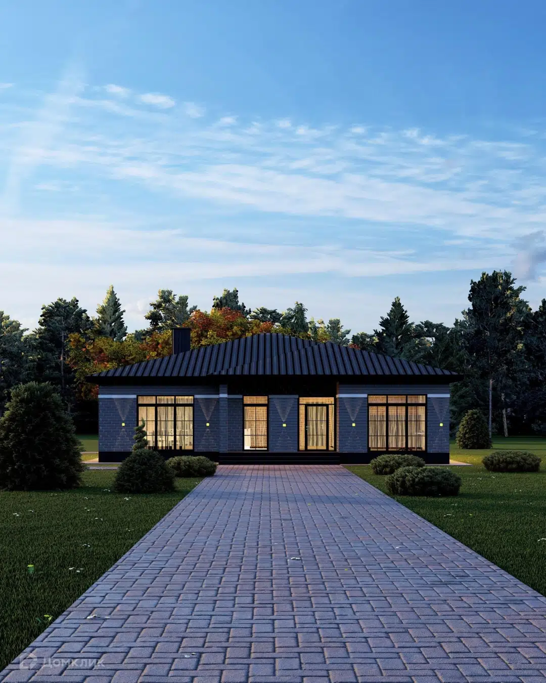 Проект дома «Коттедж Санремо» компании СК «Добро Дом» из материала Газобетонные блоки площадью 169м² под ключ за 7815000₽ в Донецке | 1 этаж, 3 спальни, 2 санузла – Домклик