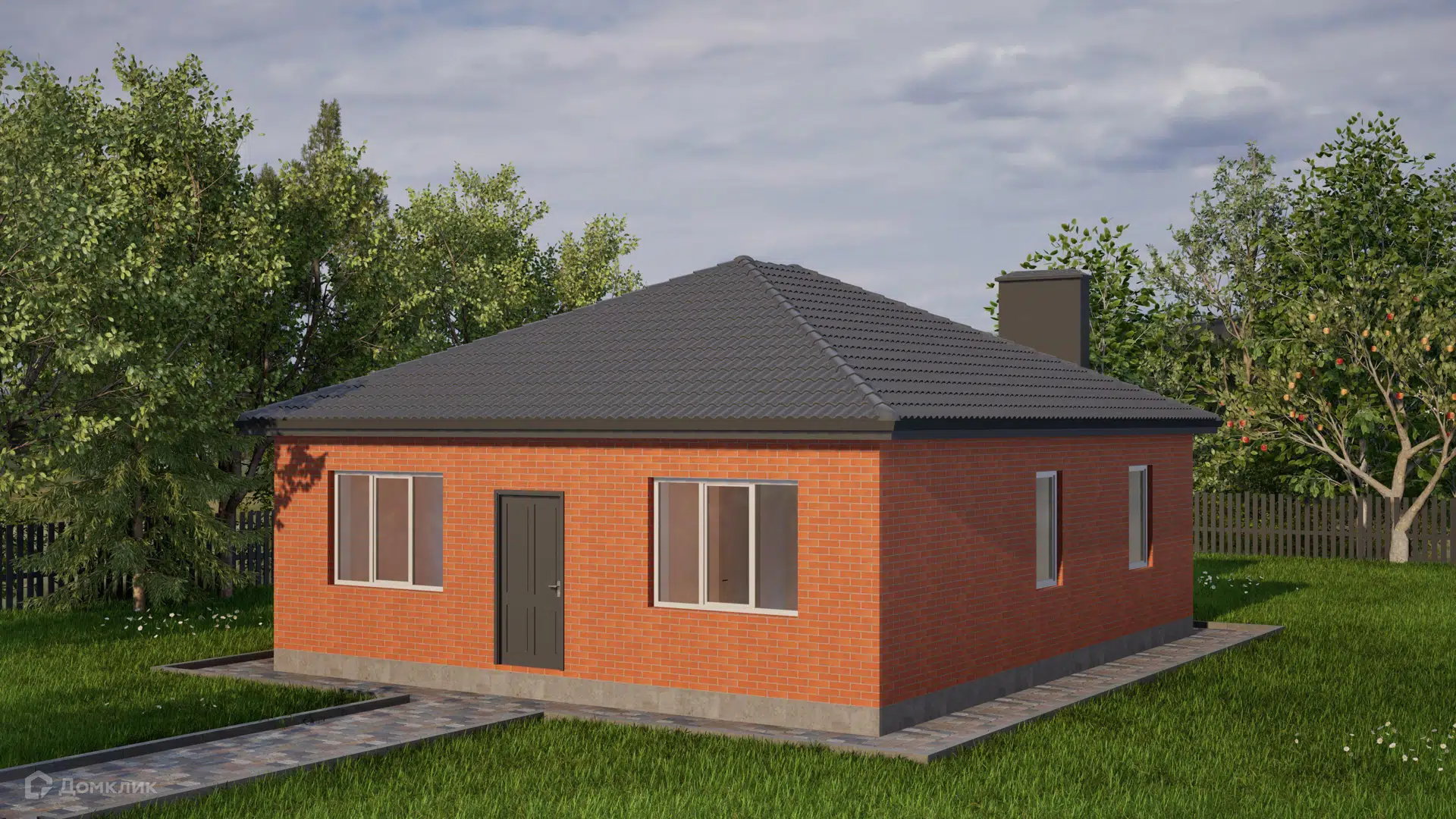 Проект дома «Проект - 42018» компании ИП Петрова В.В. из материала Кирпич площадью 80м² под ключ за 4900000₽ в Донецке | 1 этаж, 3 спальни, 2 санузла – Домклик